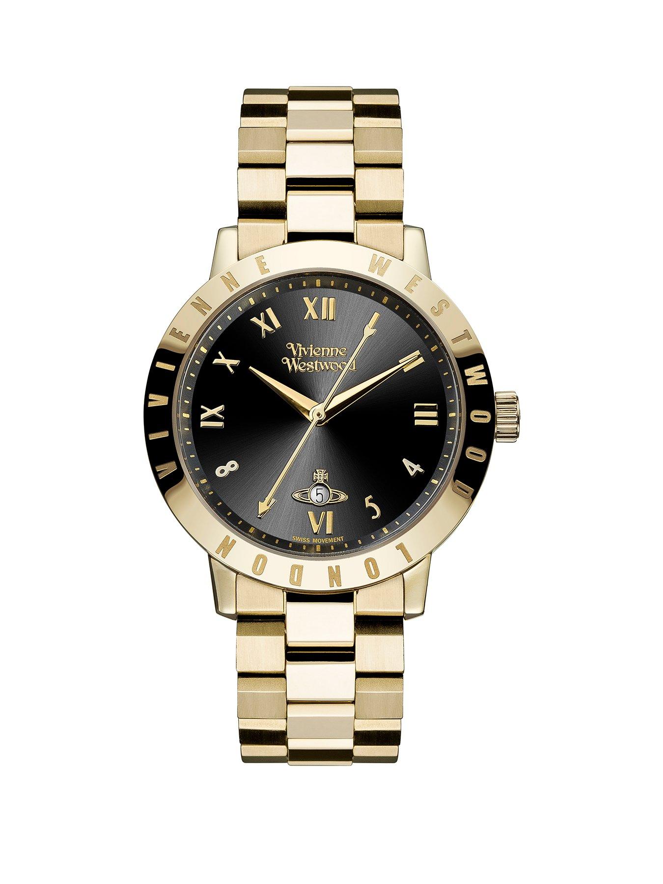 Silver and gold watch with black face hot sale