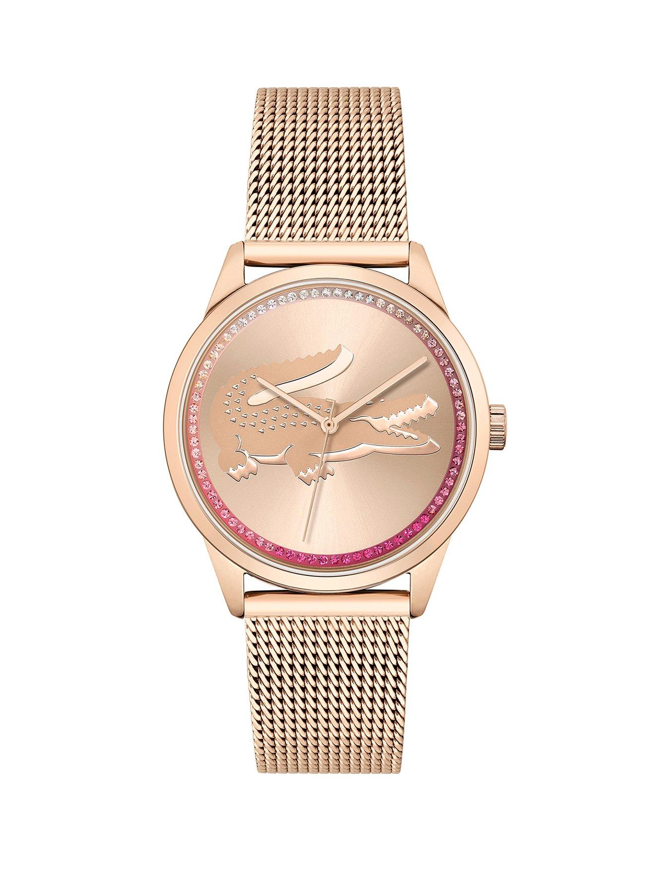 Product photograph of Lacoste Ladies Carnation Gold Ladycroc Watch from very.co.uk