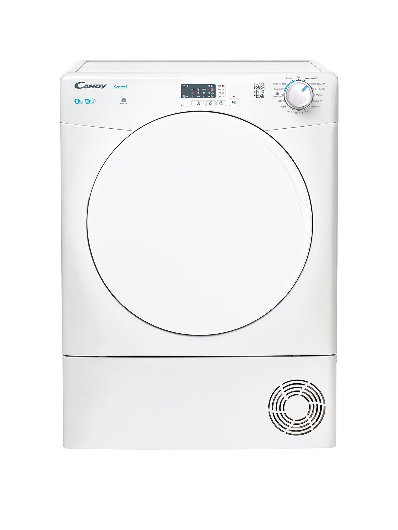 Product photograph of Candy Smart Csec8lf 8kg Capacity Freestanding Condenser Tumble Dyer Sensor Dry Smart Enabled 14 Programmes - White from very.co.uk