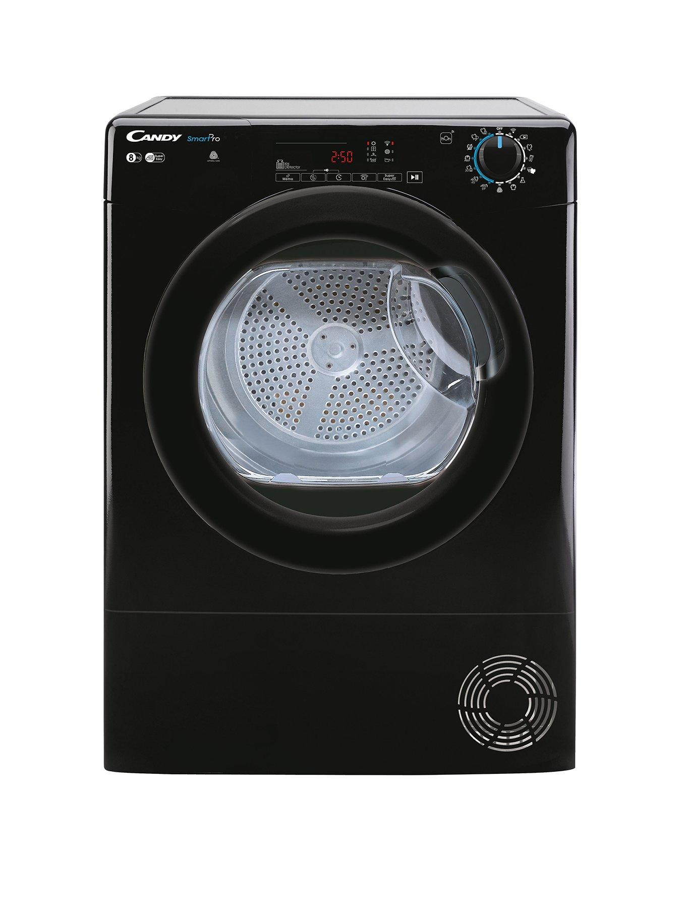 Candy Csoec8Tbgb80 8Kg Freestanding Condenser Tumble Dryer, Sensor Dry, Smart Enabled, 14 Programmes, 4 Dryness Levels - Black