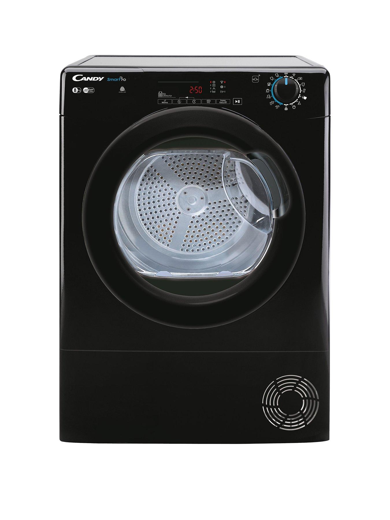 Candy CSOEC8TBGB80 8kg Freestanding Condenser Tumble Dryer, Sensor Dry, Smart enabled, 14 Programmes, 4 Dryness Levels - Black