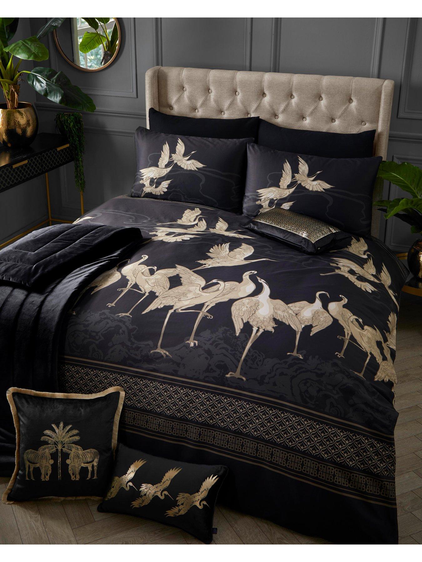 Product photograph of Laurence Llewelyn-bowen Kireina Duvet Cover Set - Black from very.co.uk