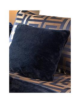 Product photograph of Soiree Lucie Faux Fur Cushion - Navy from very.co.uk