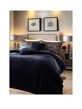 Product photograph of Soiree Lucie Faux Fur Bedspread Throw - Navy from very.co.uk