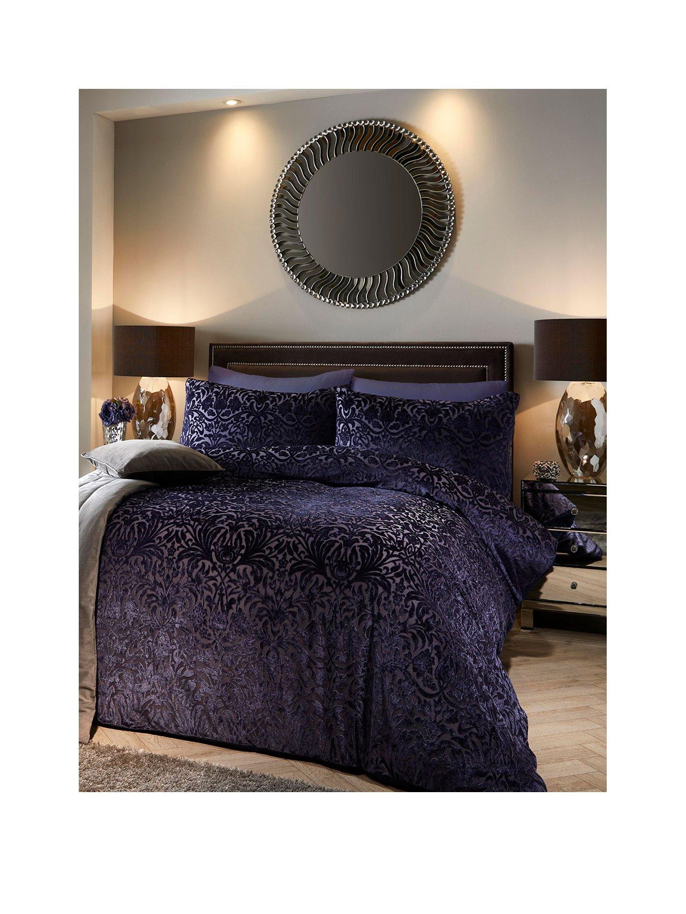 Soiree Mirella Velvet Duvet Cover Set Navy Ks very.co.uk