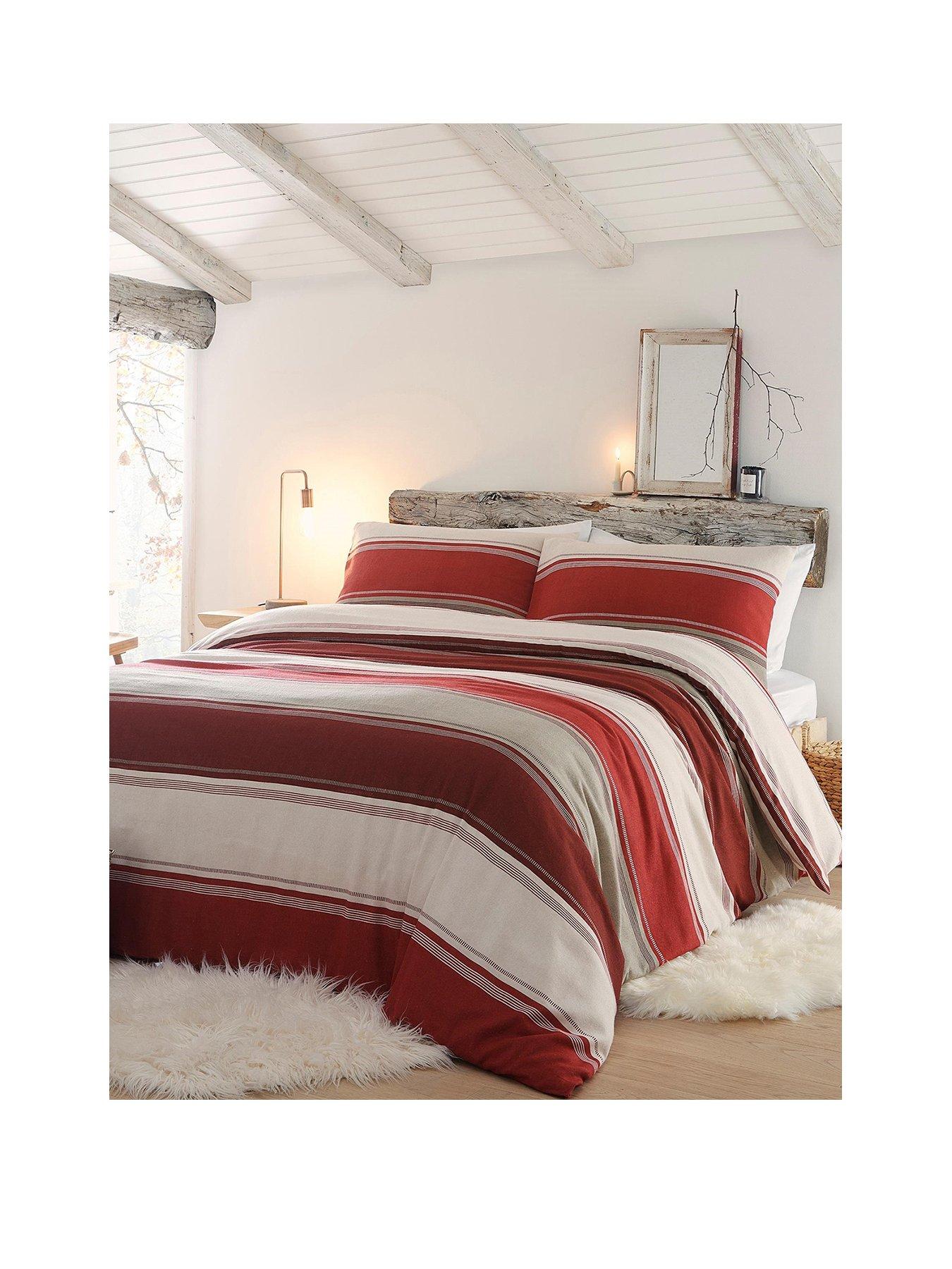 Fusion Betley Brushed Cotton Duvet Cover Set Red Ks very.co.uk