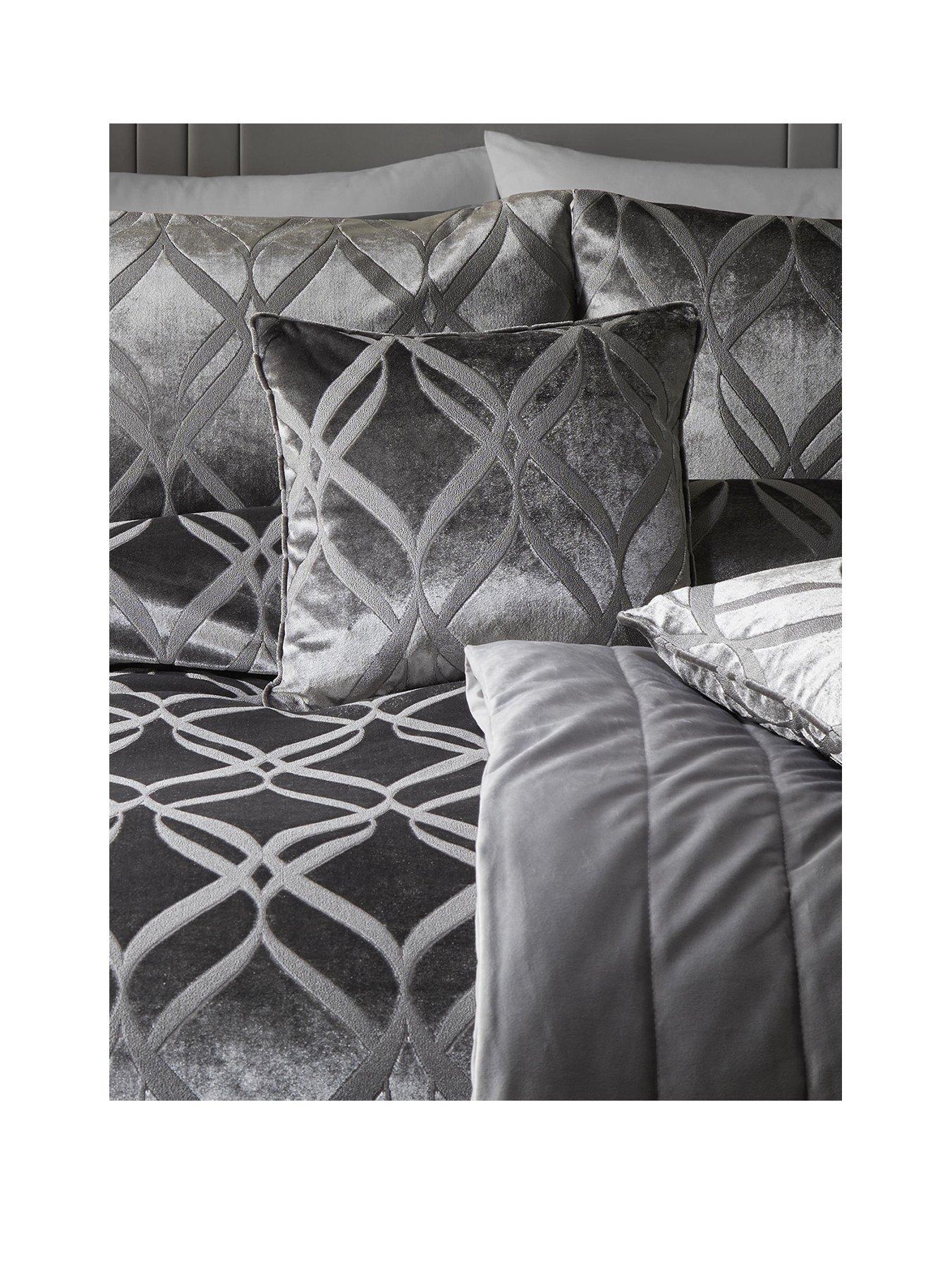 Product photograph of Soiree Belfort Jacquard Filled Cushion - Grey from very.co.uk