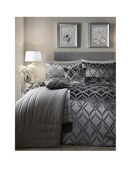 Product photograph of Soiree Belfort Jacquard Duvet Cover Set - Grey from very.co.uk