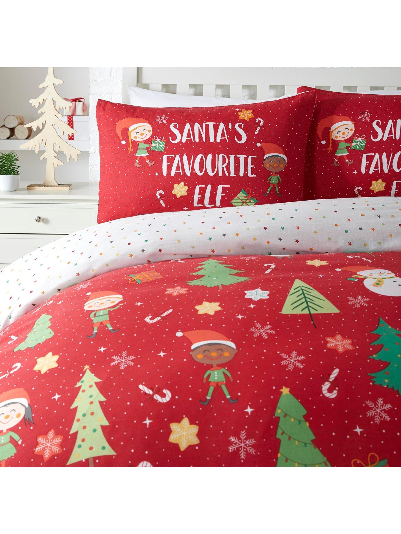 Image 3 of 4 of Fusion Elf and Santa Christmas Duvet Cover Set - Red