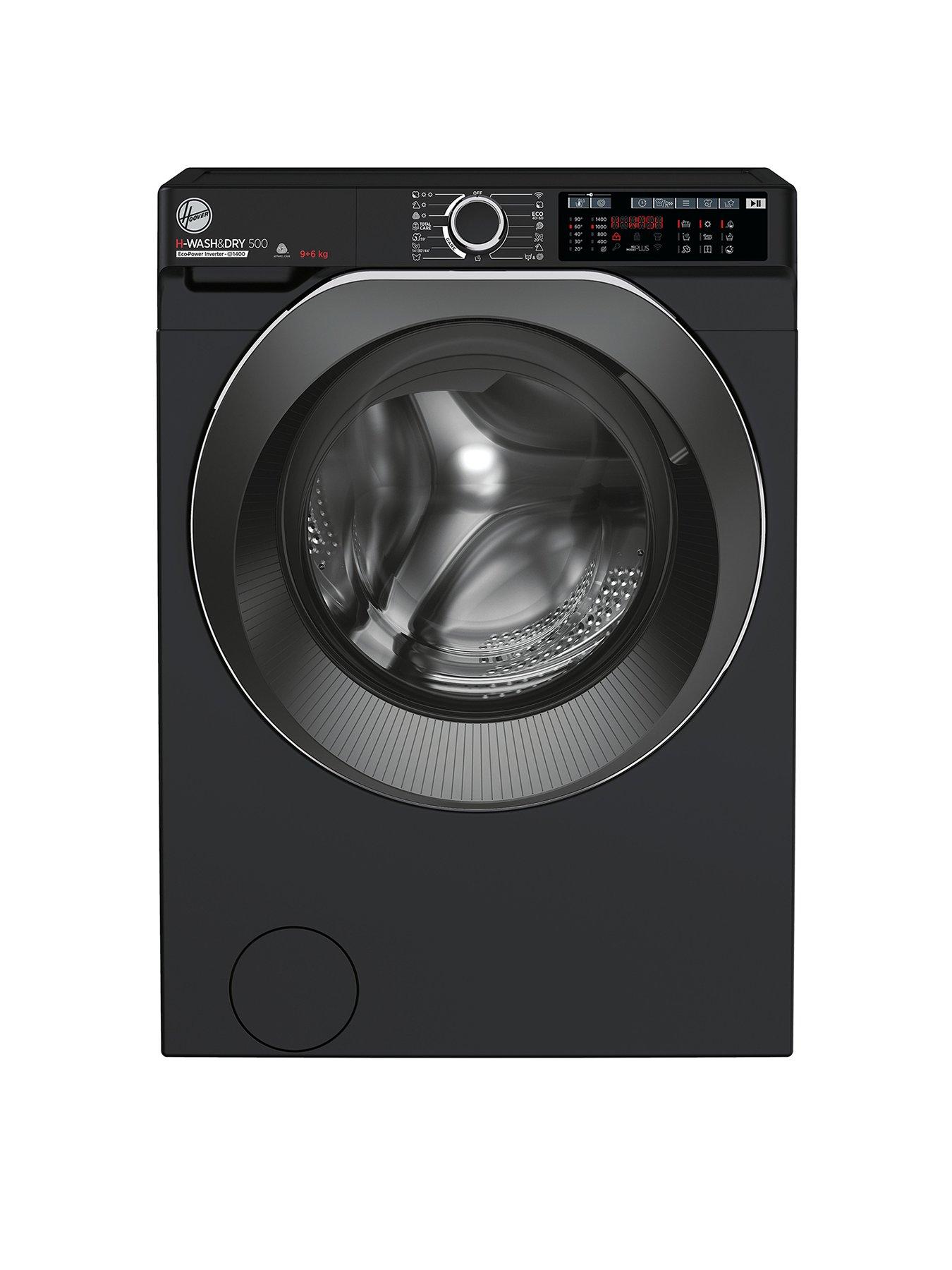 undefined H-WASH 500 HD496AMBCB 9kg Wash, 6kg Dry, 1400 Spin Freestanding Washer Dryer, WiFi Connected, A Rated - Black