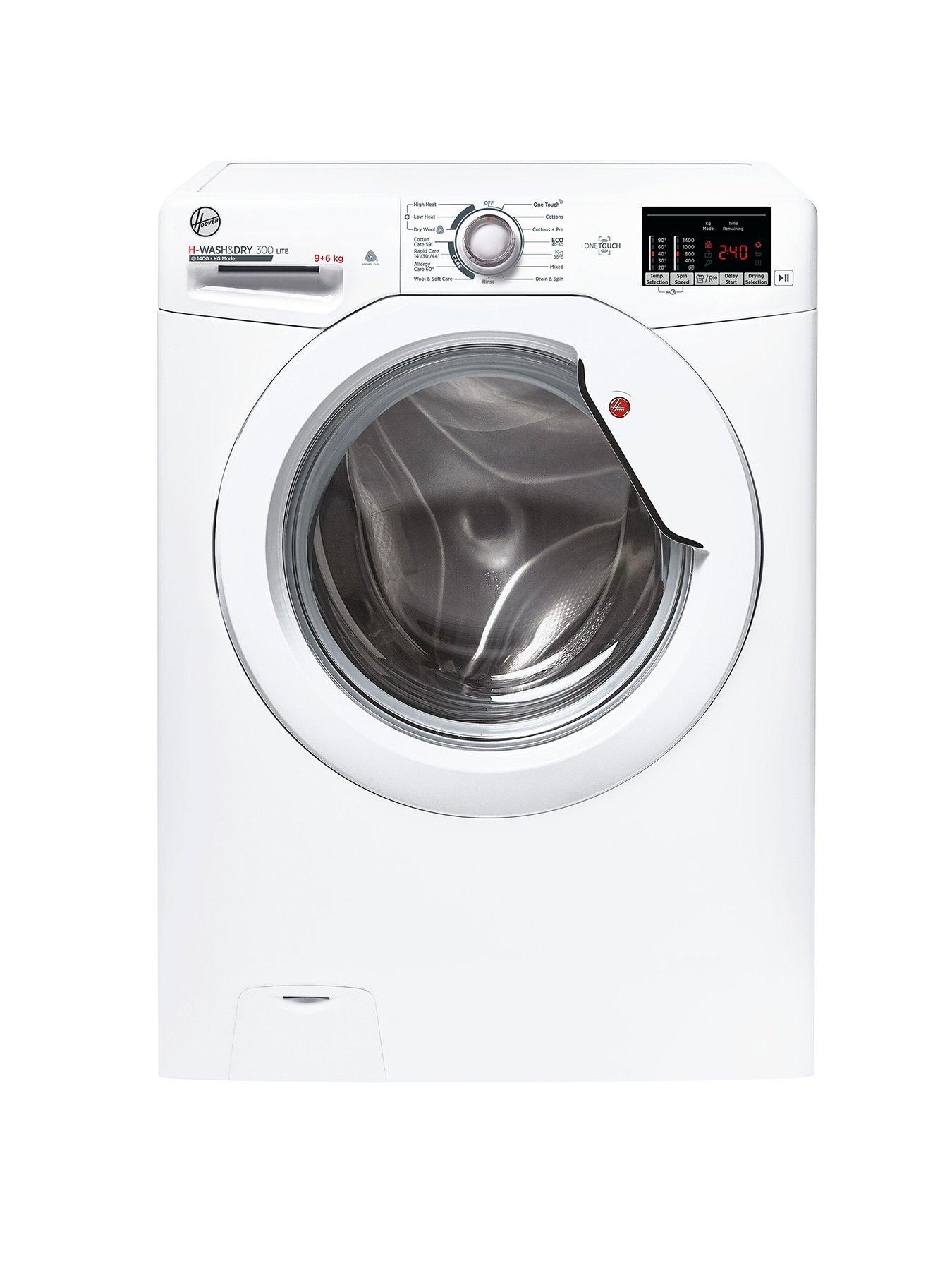 Product photograph of Hoover H-wash 300 Lite H3d 4962de 9kg Wash Amp 6kg Dry1400 Rpm Freestanding Washer Dryer - White from very.co.uk