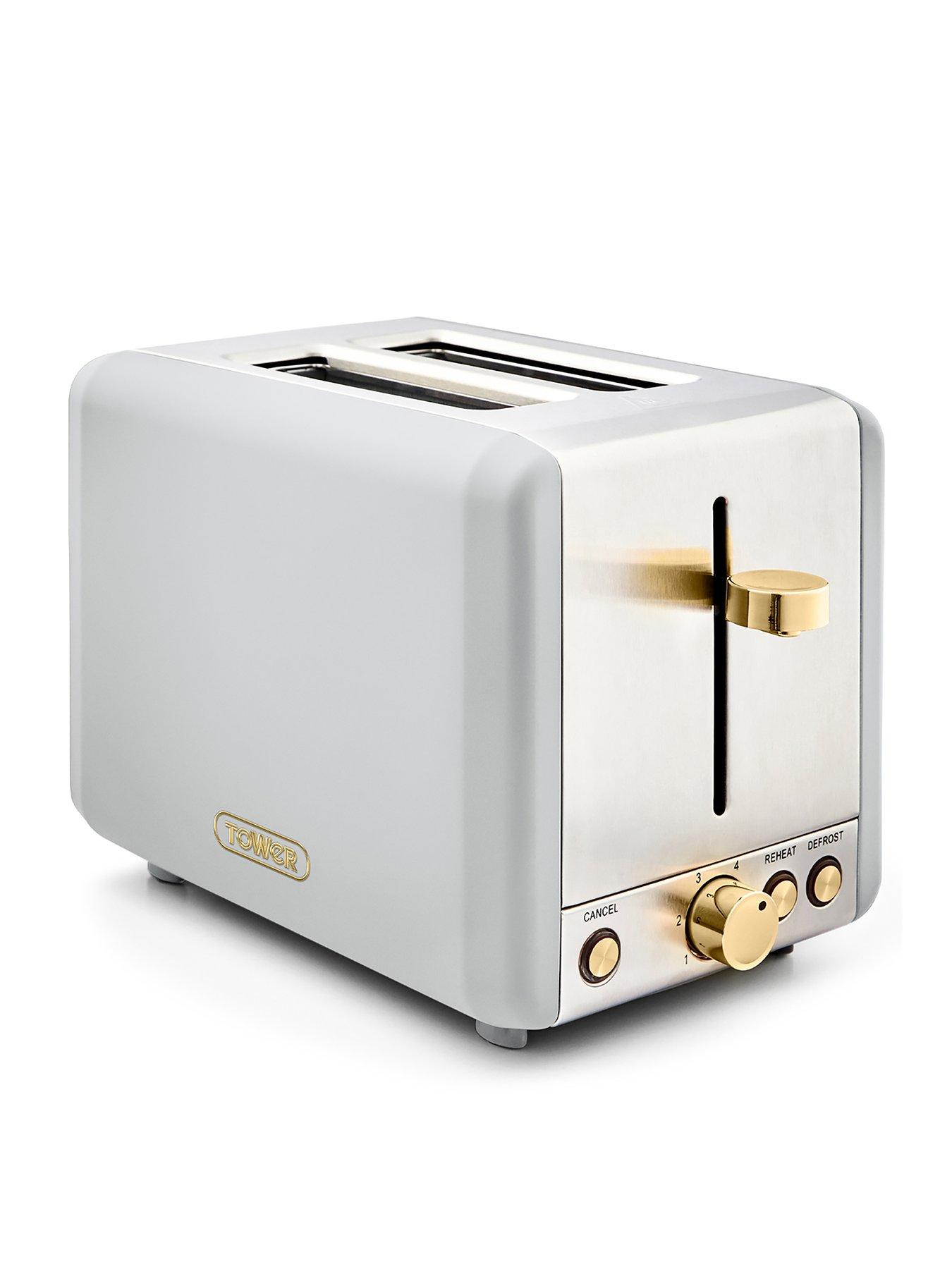 Product photograph of Tower Cavaletto 850w 2-slice Toaster - Optic White from very.co.uk