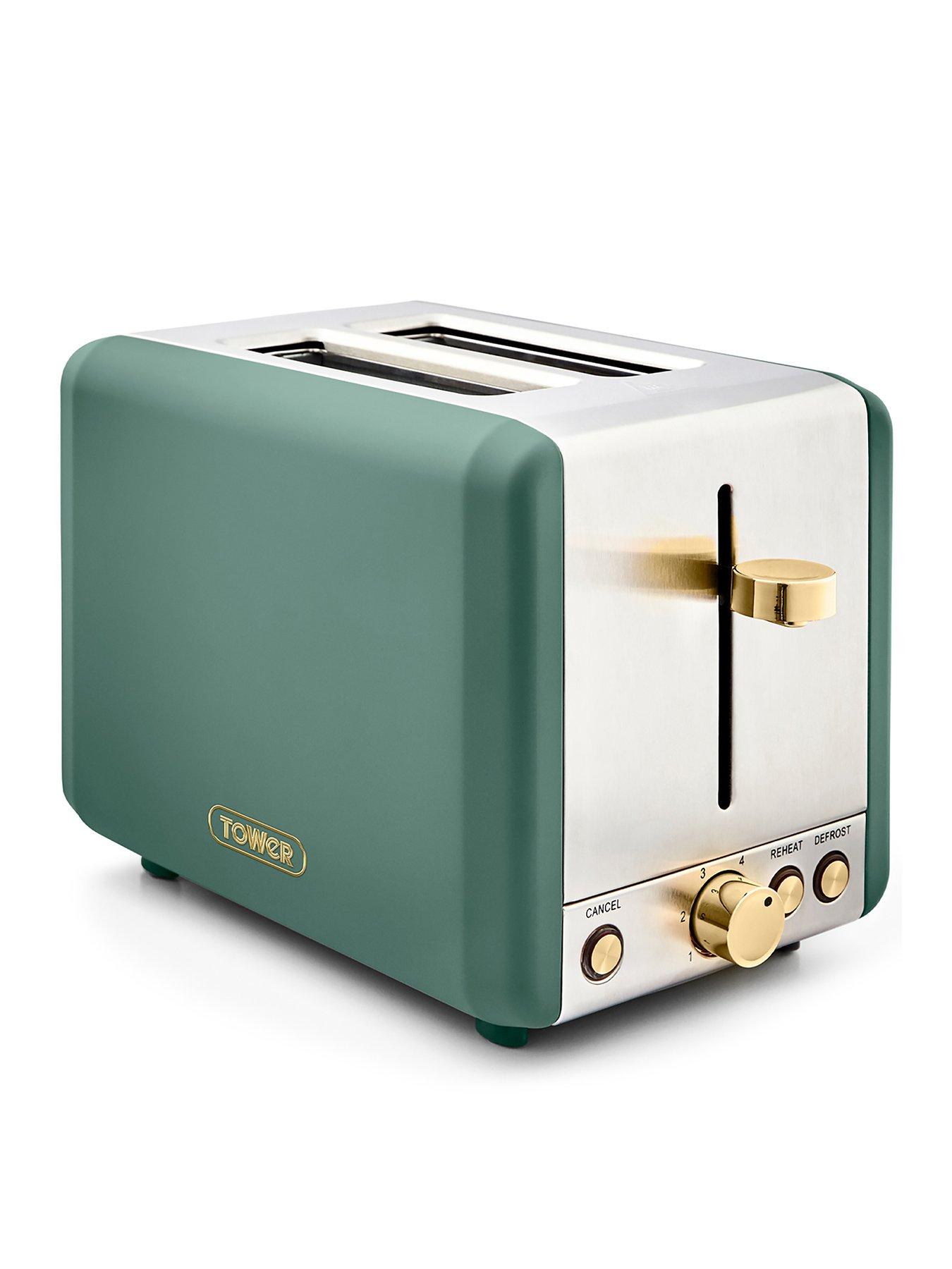 Product photograph of Tower Cavaletto 850w 2-slice Toaster - Jade from very.co.uk