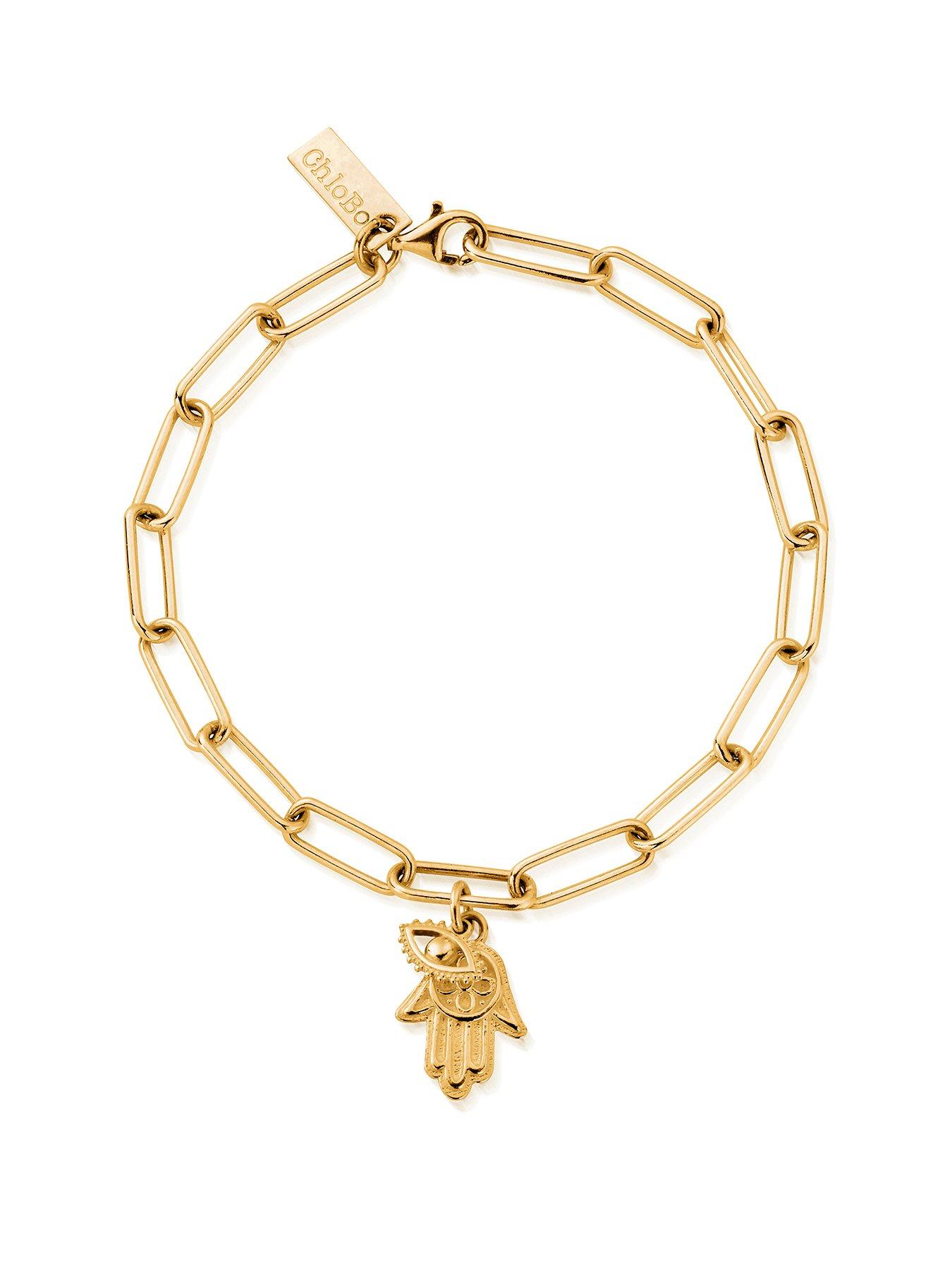 Product photograph of Chlobo Gold Link Chain Protection Bracelet from very.co.uk