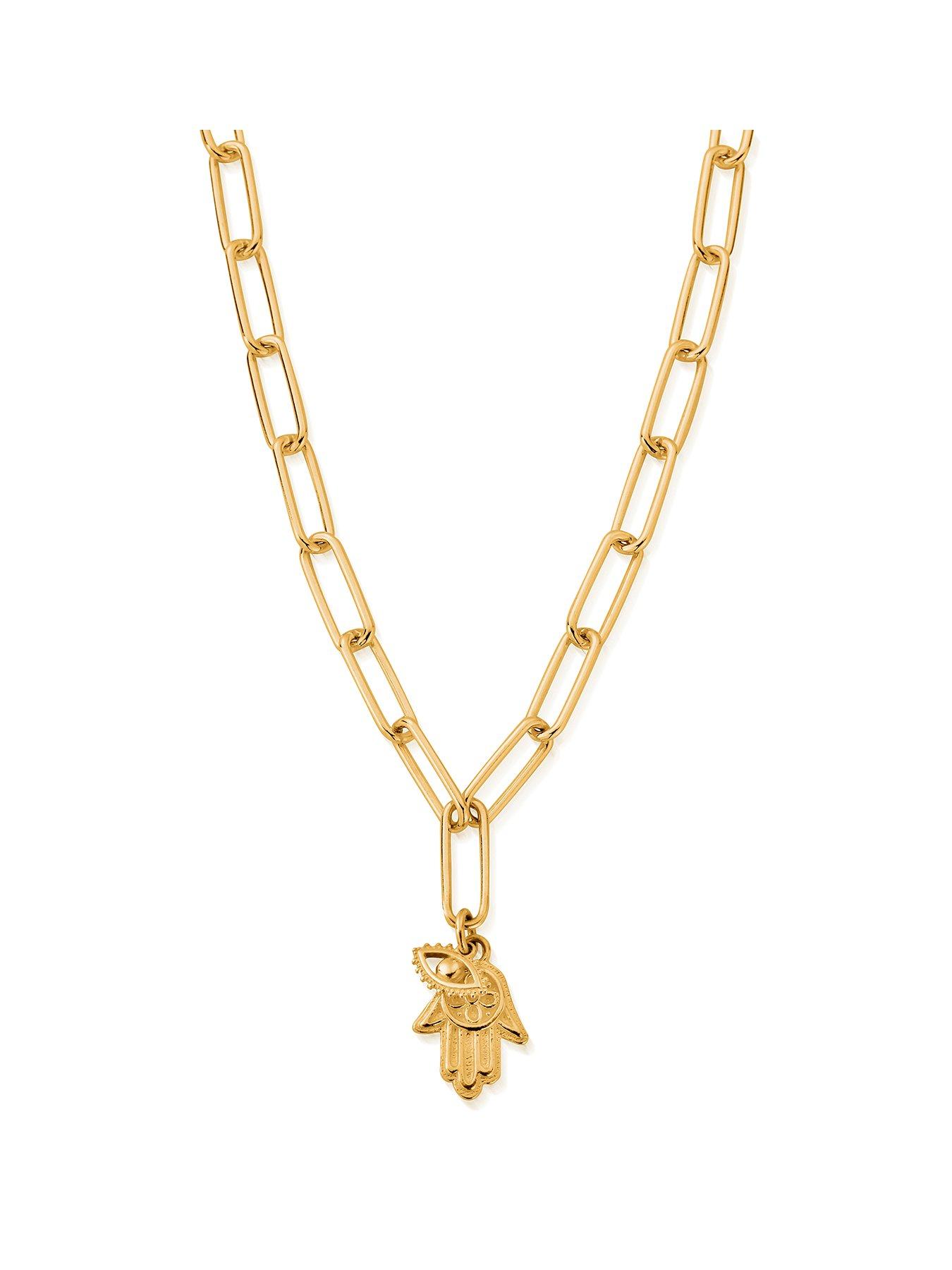 Product photograph of Chlobo Gold Link Chain Protection Necklace from very.co.uk