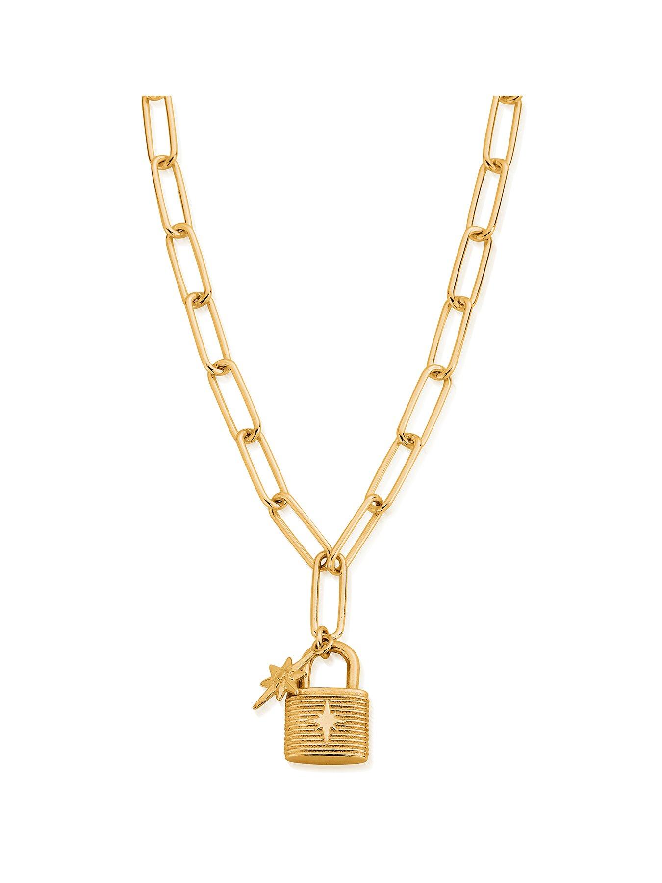 Product photograph of Chlobo Gold Link Chain Treasured Dreams Necklace from very.co.uk