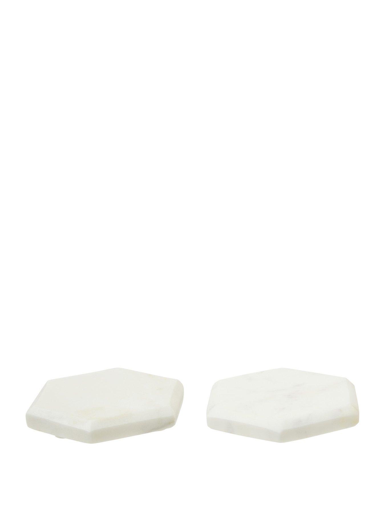 undefined Set of 4 Hexagon White Marble Coasters