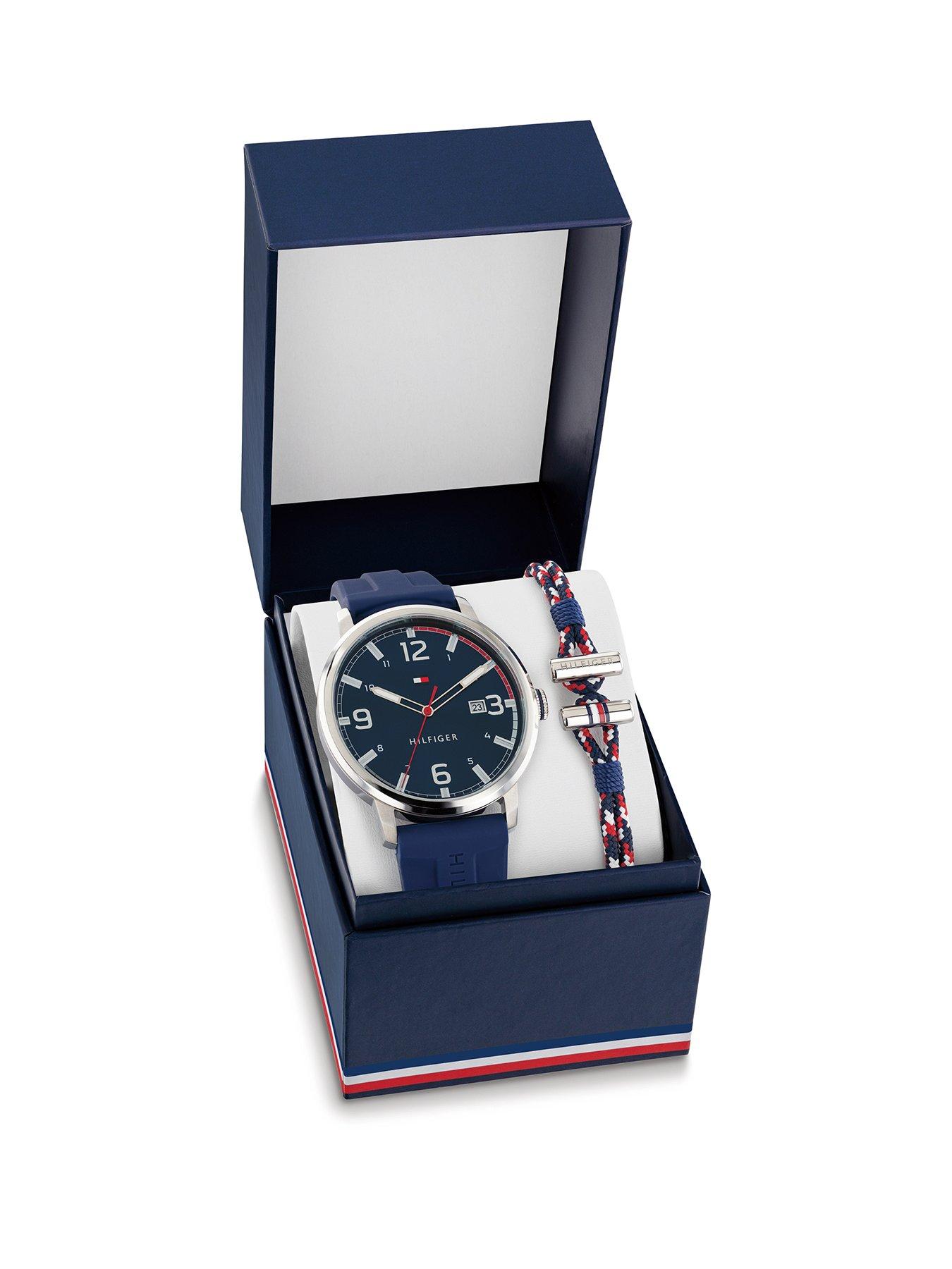 Product photograph of Tommy Hilfiger Mens Watch And Bracelet Gift Set from very.co.uk