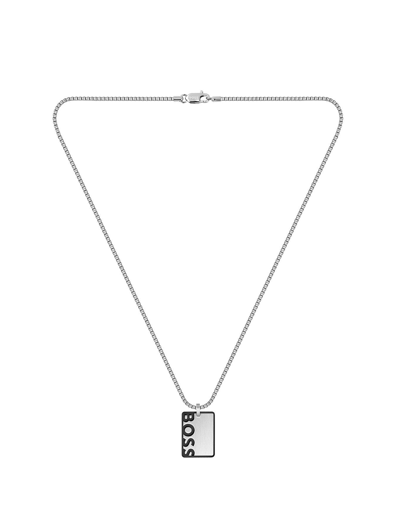 Product photograph of Boss Gents Boss Id Stainless Steel Necklace from very.co.uk