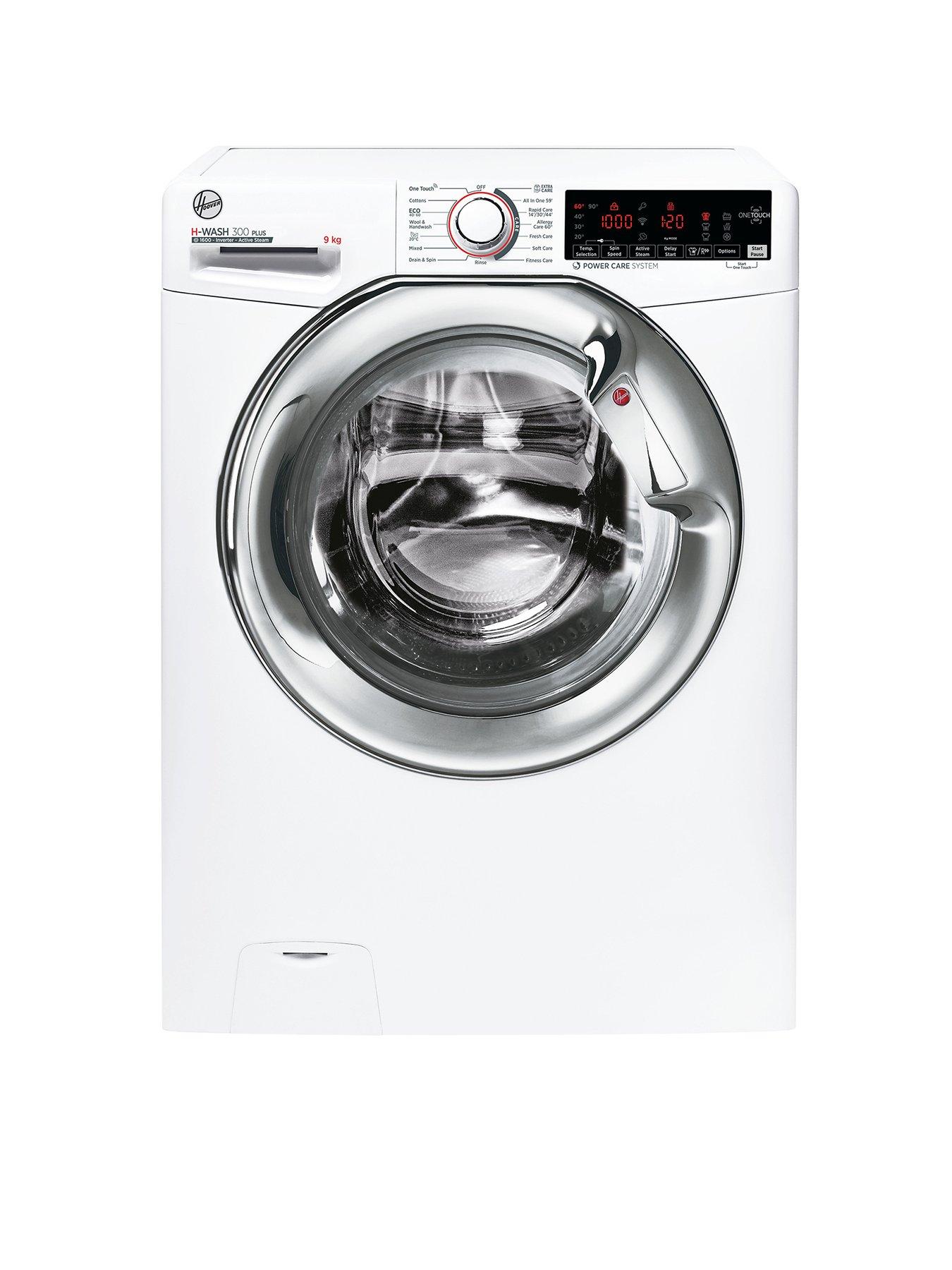 Product photograph of Hoover H-wash 300 H3ws69tamce Freestanding Washing Machine Chrome Door Wifi Connected 9 Kg Load 1600 Rpm - White from very.co.uk
