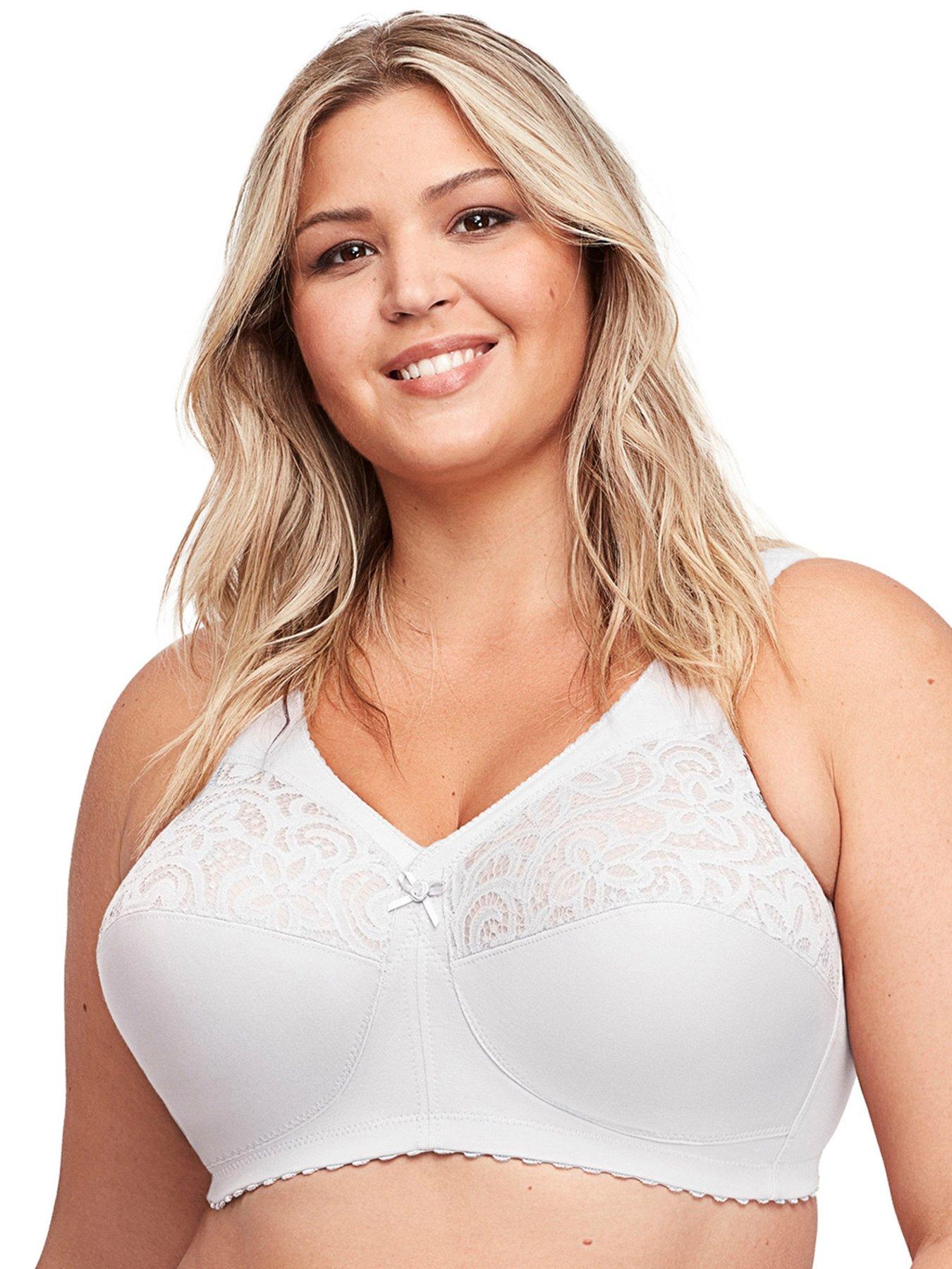 Elomi Womens Cate Wirefree Soft Cup Bra, 46D, White