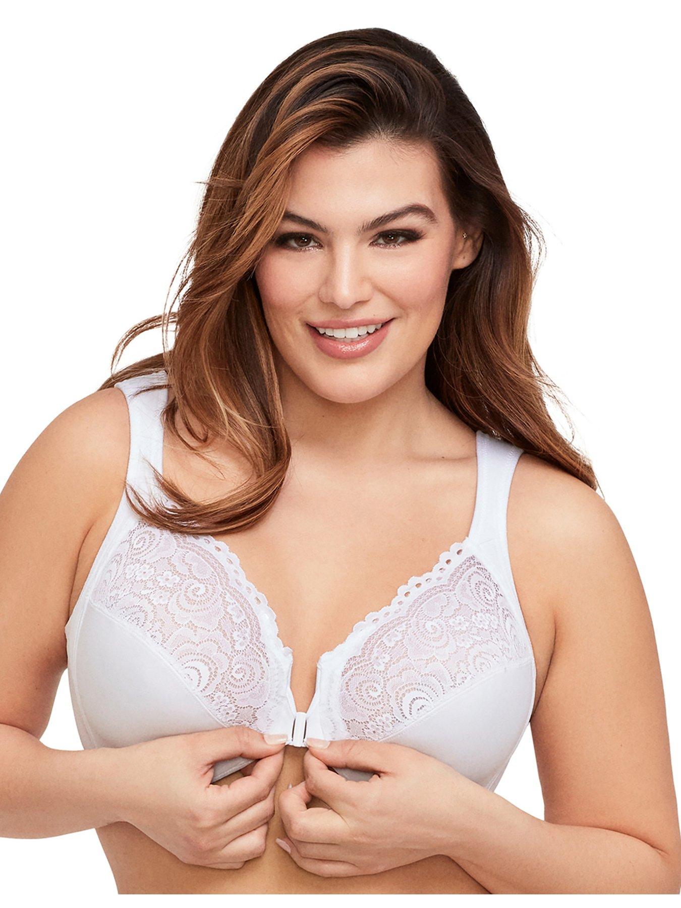 GLAMORISE New York Lace Nude Front Hook Wired Bra (34DD), Women's