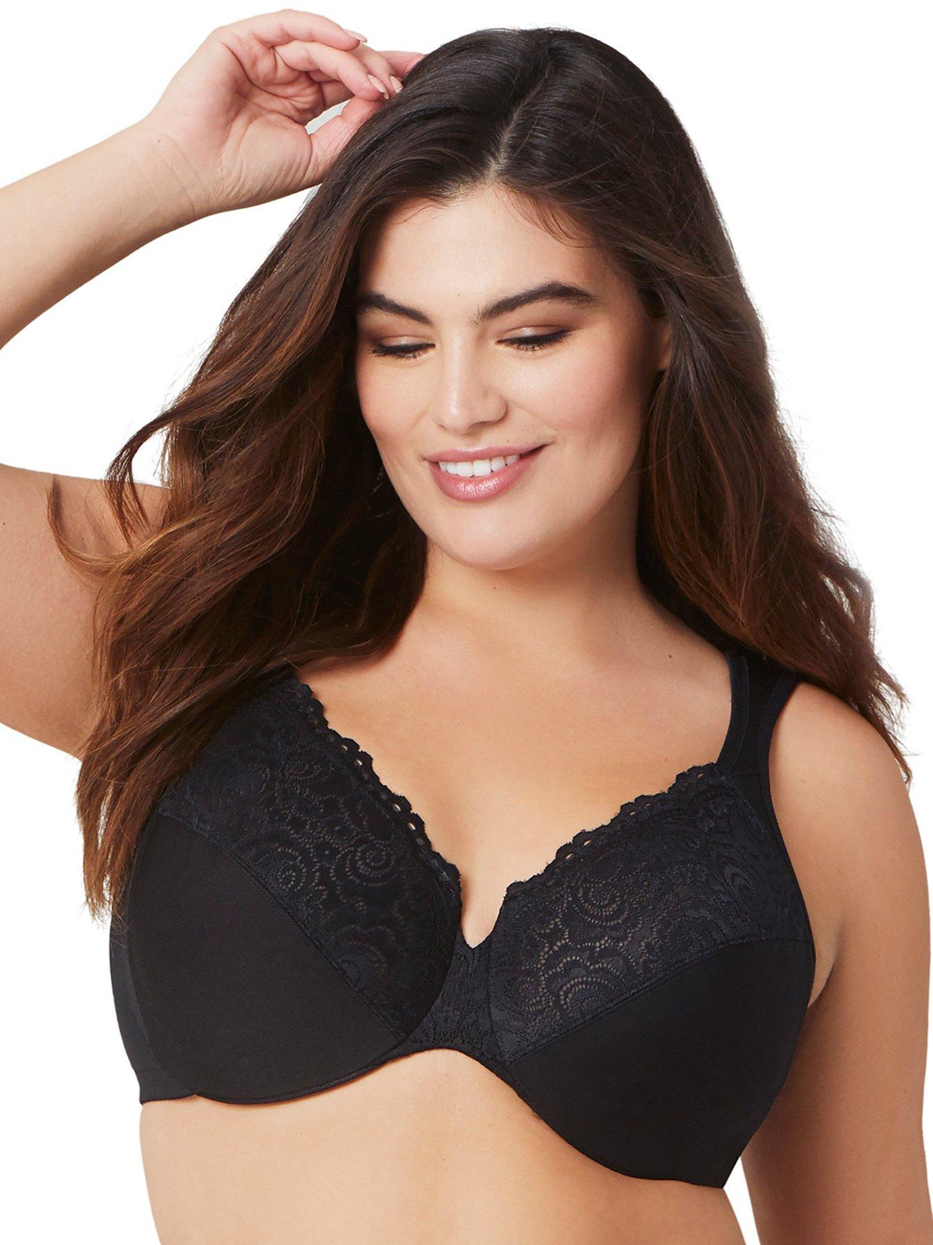 Glamorise Low Cut Wonderwire Lace Bra - Black