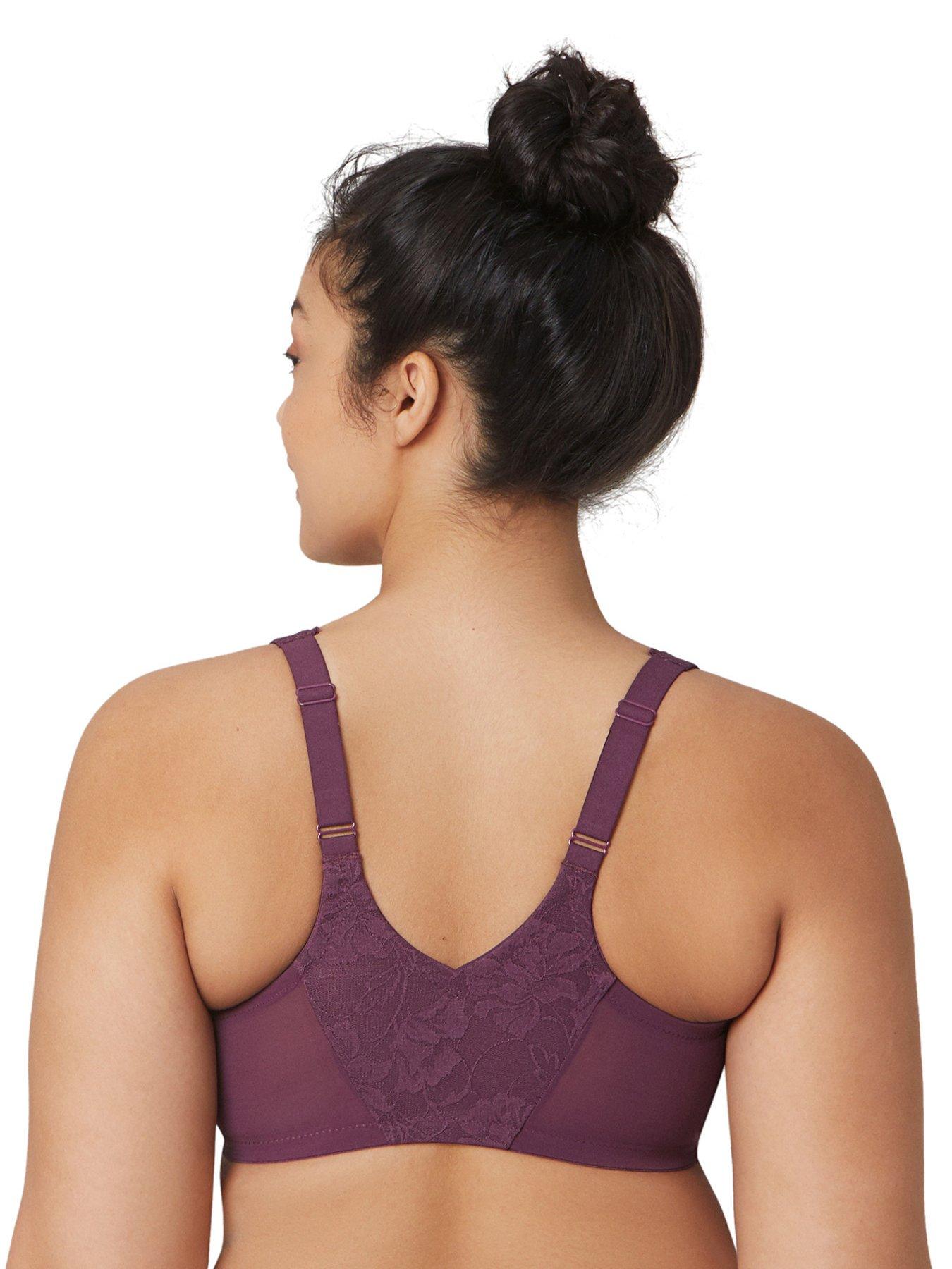 Image 2 of 6 of Glamorise Lacey T-back Front Close Wonderwire Bra - Plum