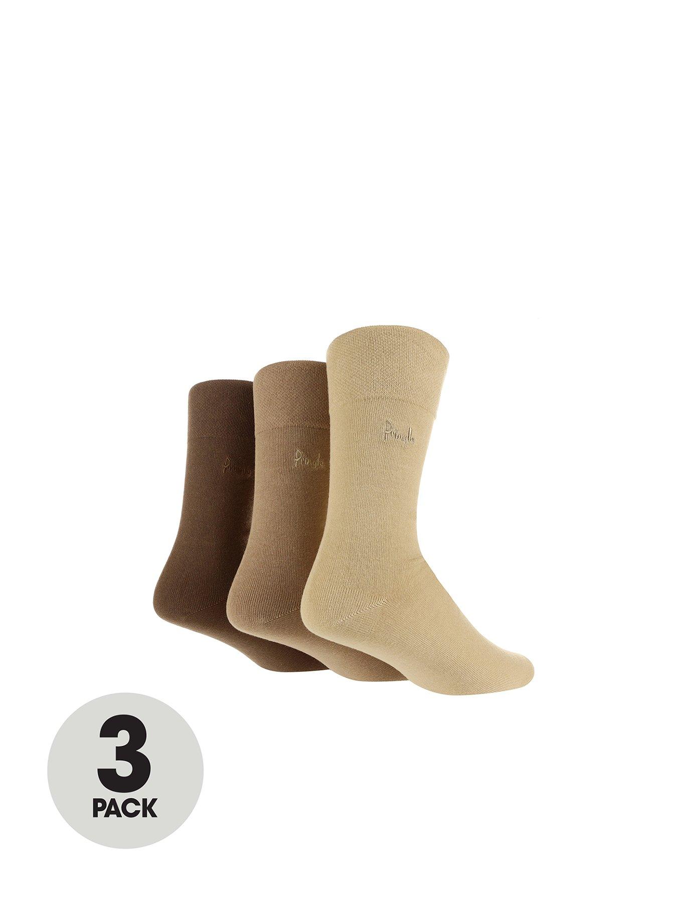 PRINGLE 3pk Gentle Grips Socks Beige very.co.uk