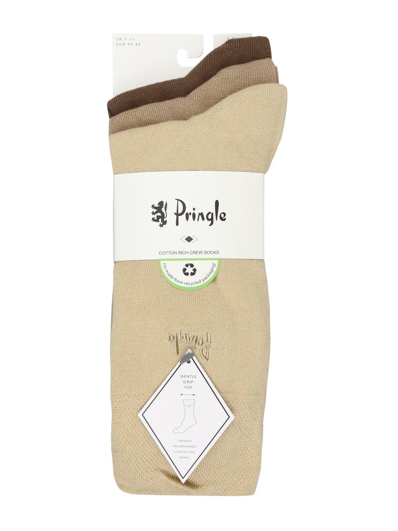 PRINGLE 3pk Gentle Grips Socks Beige very.co.uk