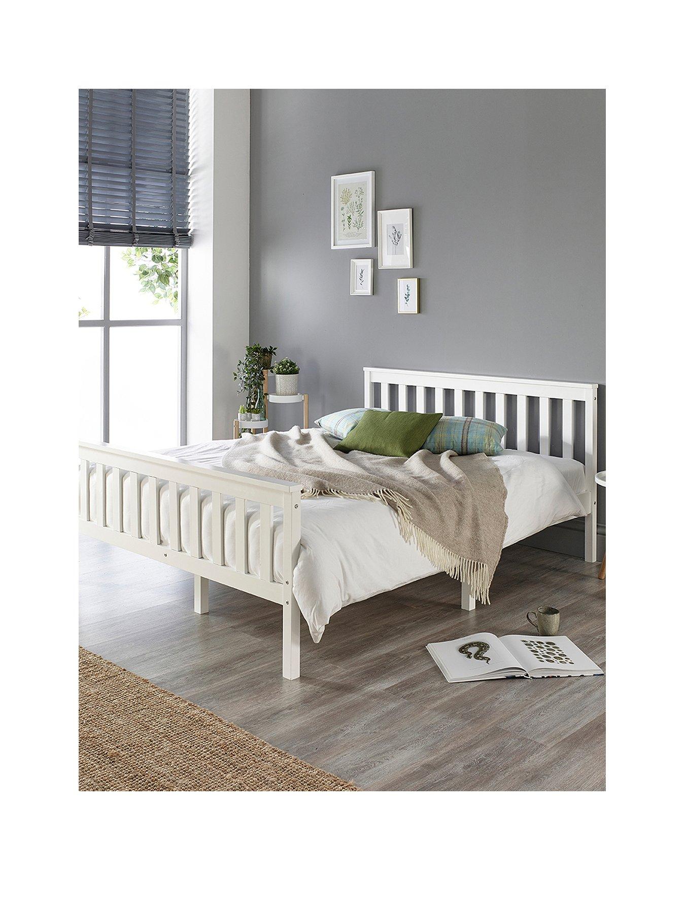 White queen deals wood bed frame