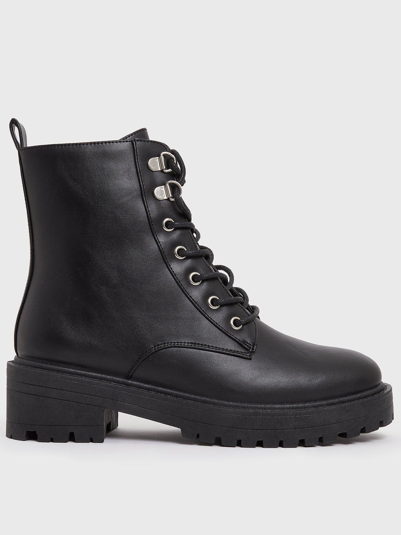 new look black lace up boots