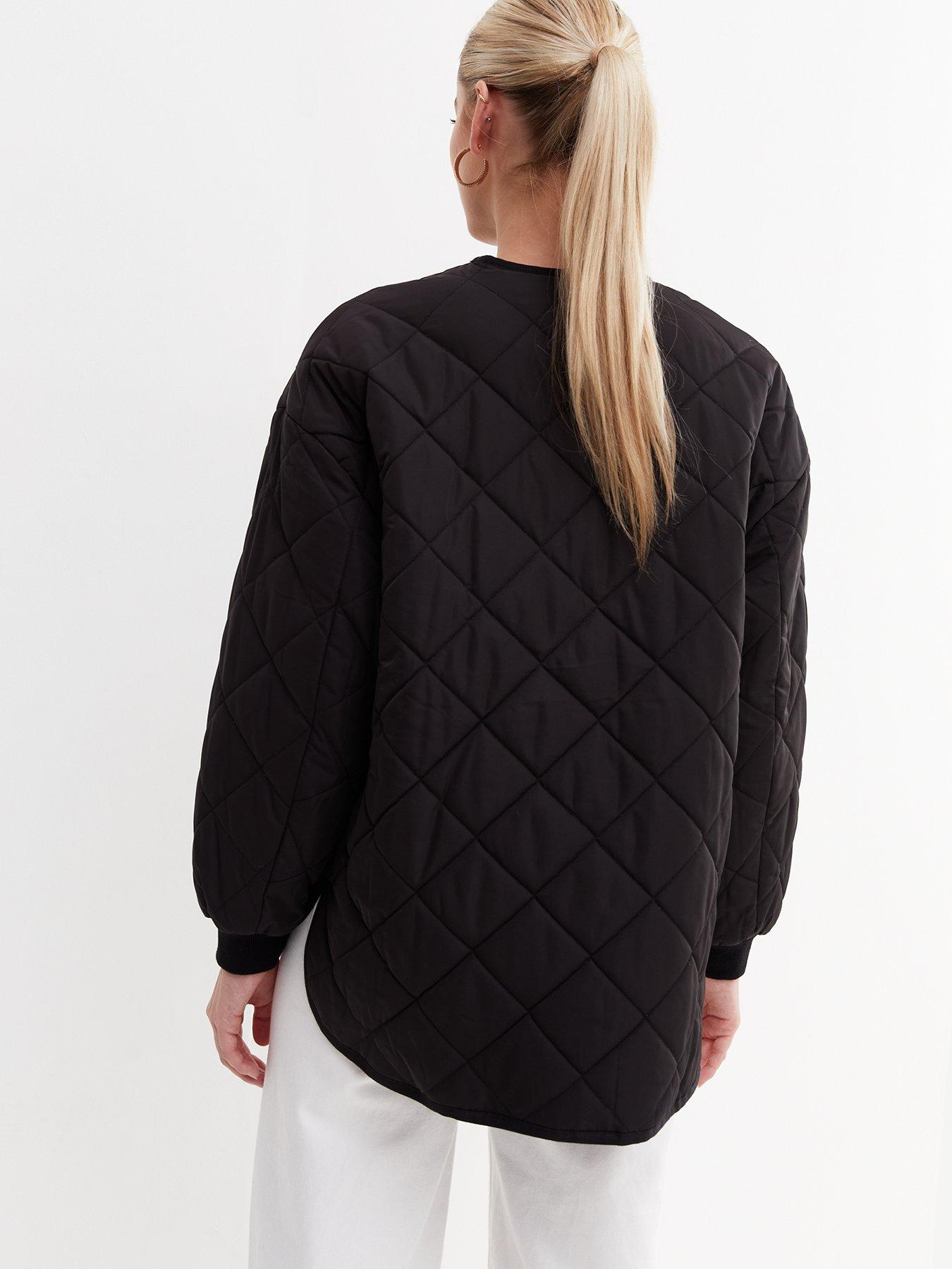 New Look Quilted Collarless Jacket Black very.co.uk