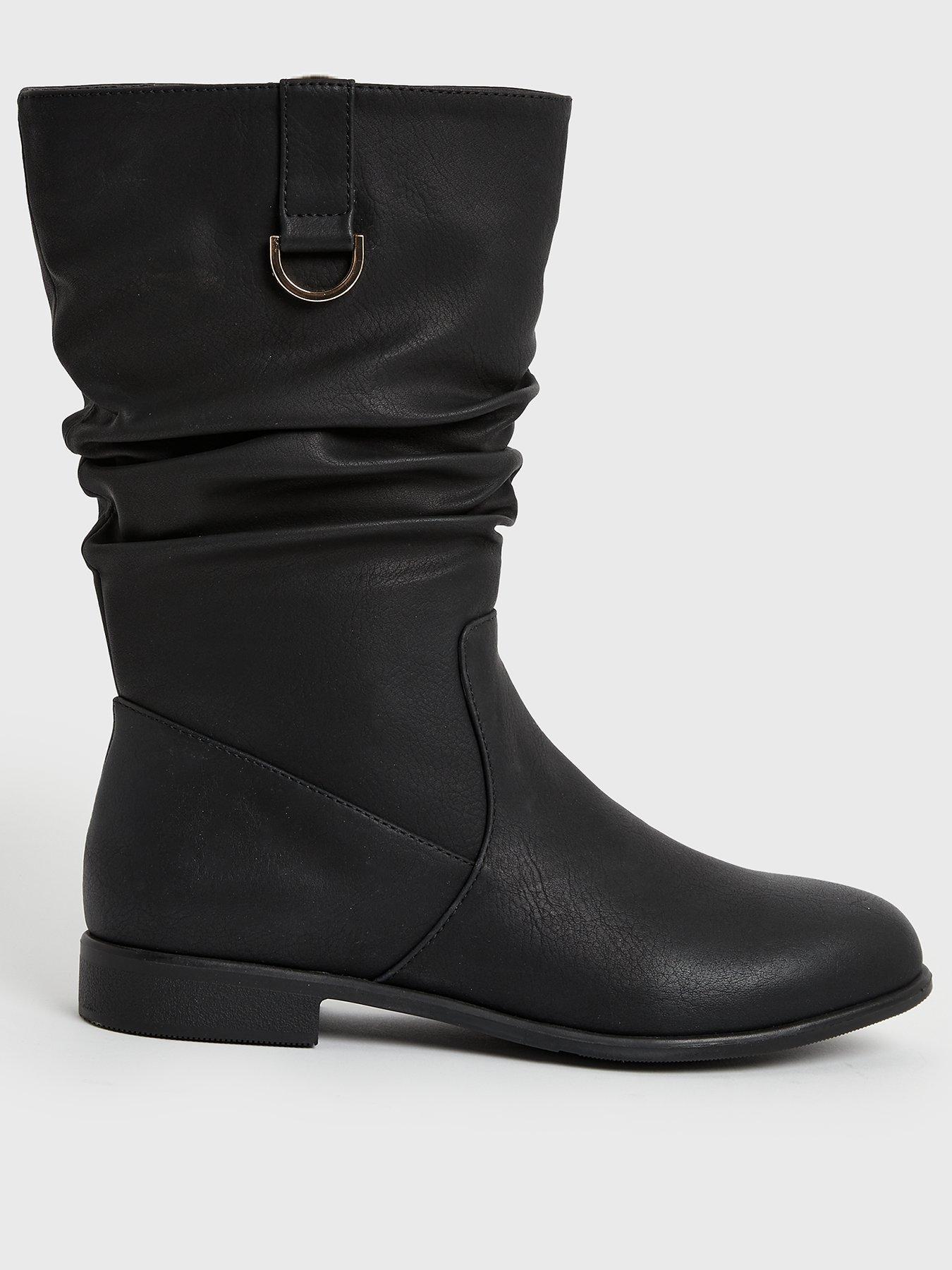 black slouch flat boots