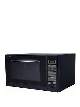 Product photograph of Sharp R372km 25-litre 900w Solo Microwave - Black from very.co.uk