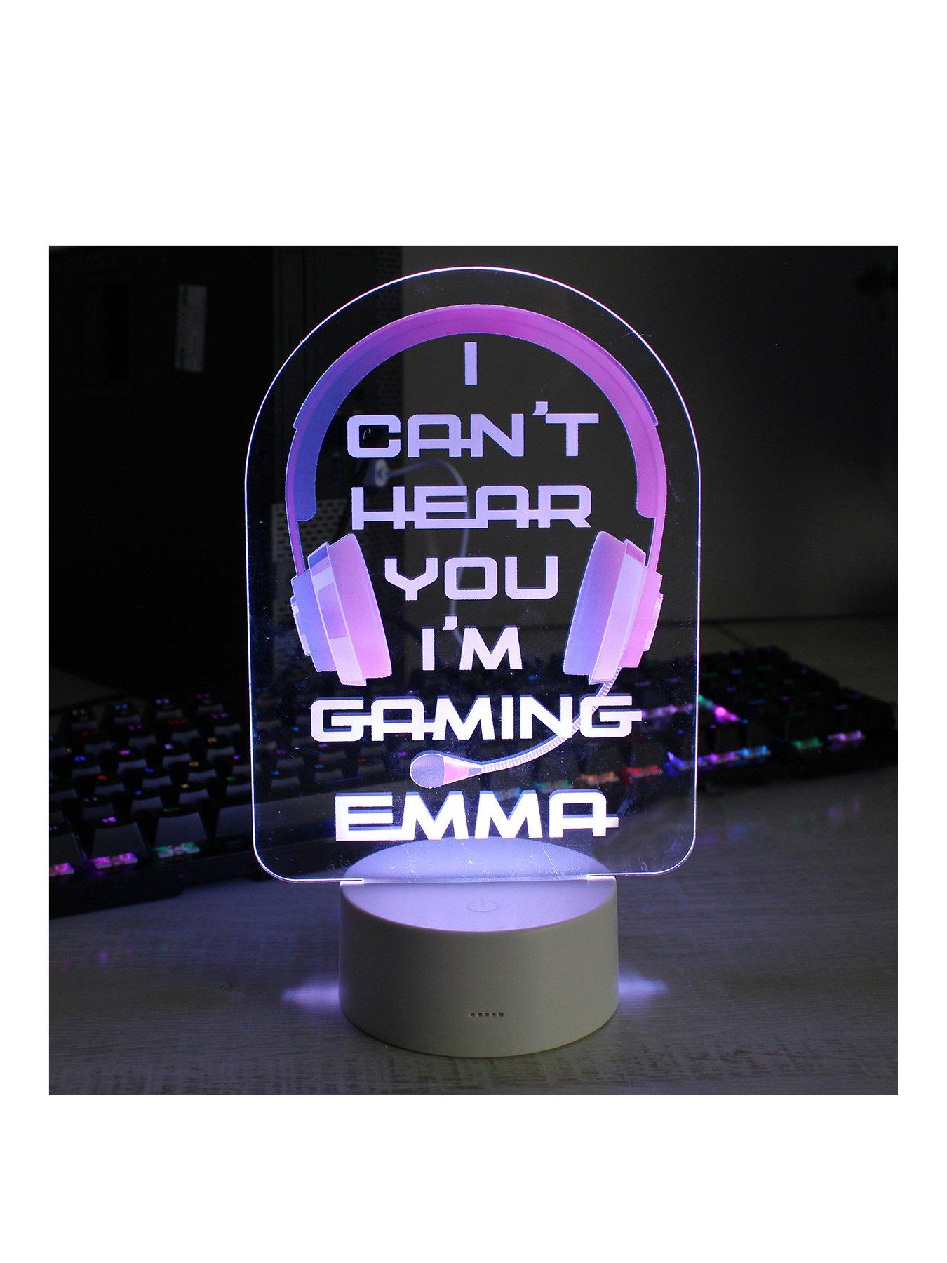 Product photograph of The Personalised Memento Company Printed Led Light - Gaming Girls from very.co.uk