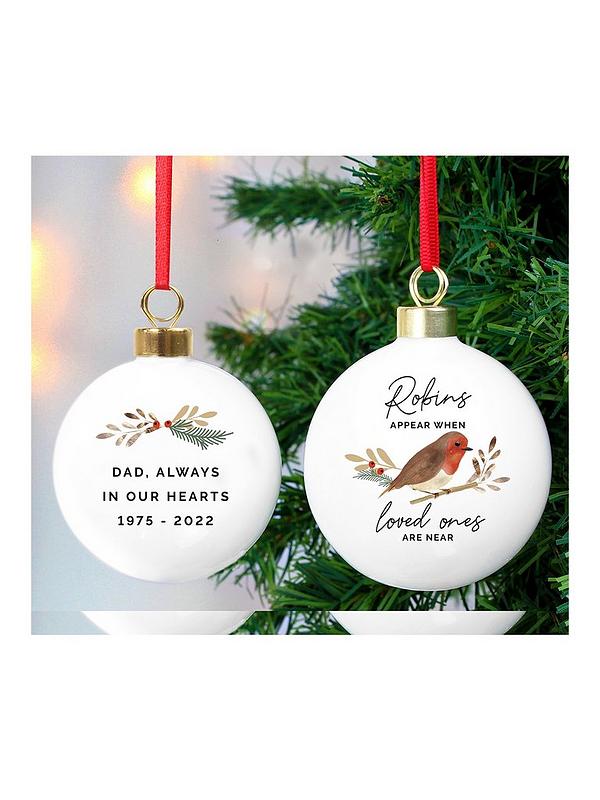 Image 1 of 2 of The Personalised Memento Company Robin Memorial Bauble