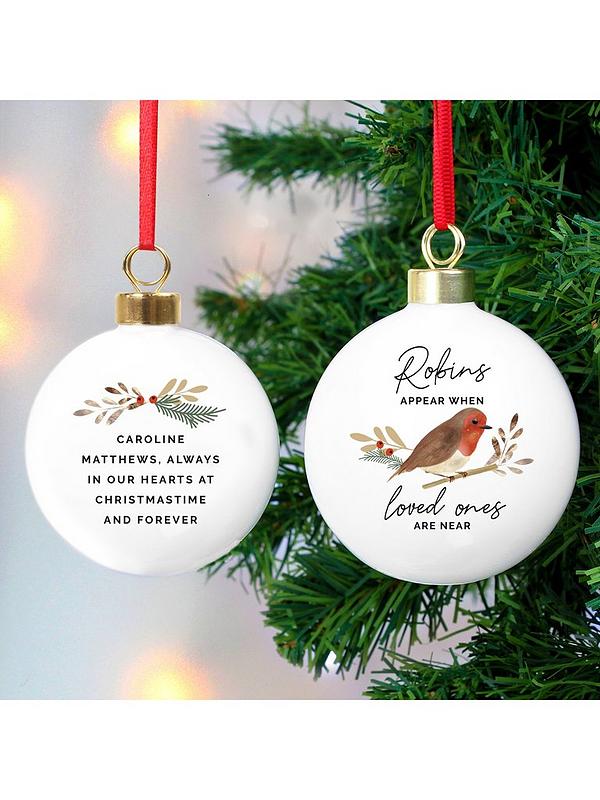 Image 2 of 2 of The Personalised Memento Company Robin Memorial Bauble