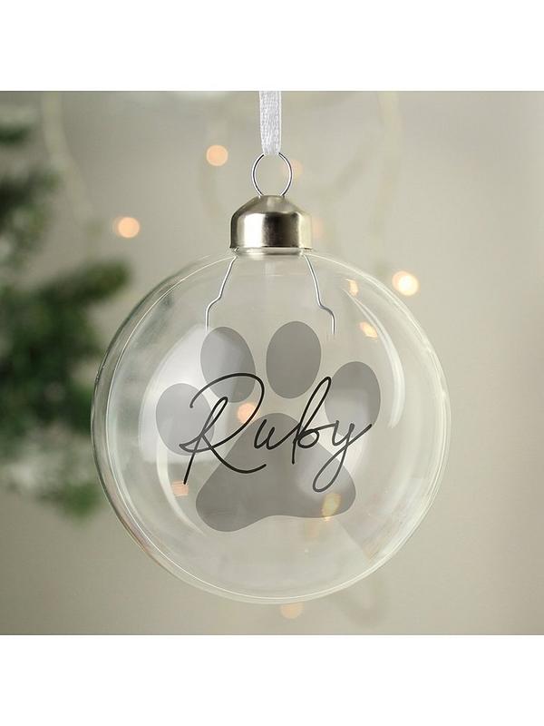 Image 2 of 3 of The Personalised Memento Company Pawprint Glass Bauble