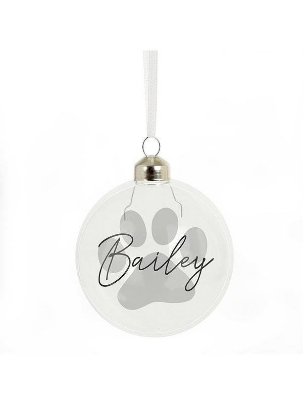 Image 3 of 3 of The Personalised Memento Company Pawprint Glass Bauble