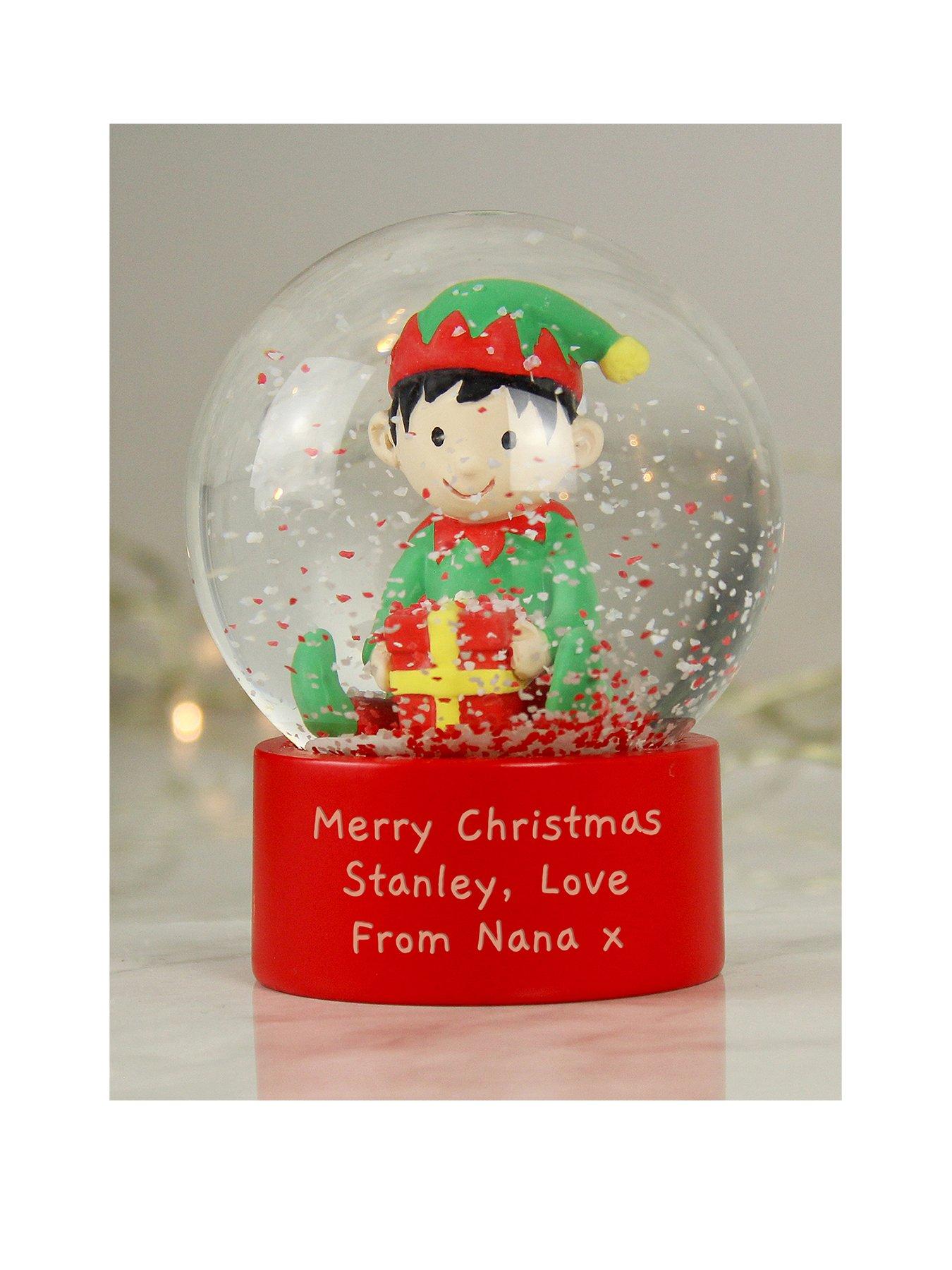 Product photograph of The Personalised Memento Company Elf Snow Globe from very.co.uk