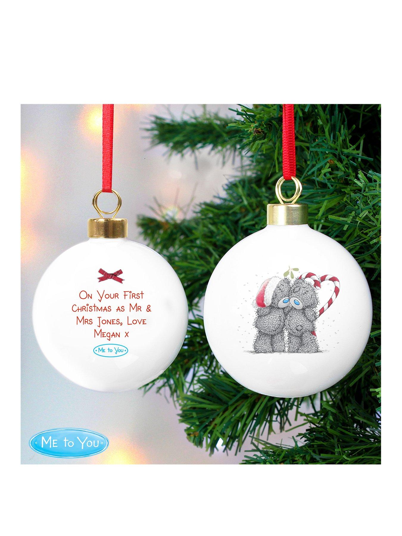 Product photograph of The Personalised Memento Company Me To You Couple Christmas Bauble from very.co.uk