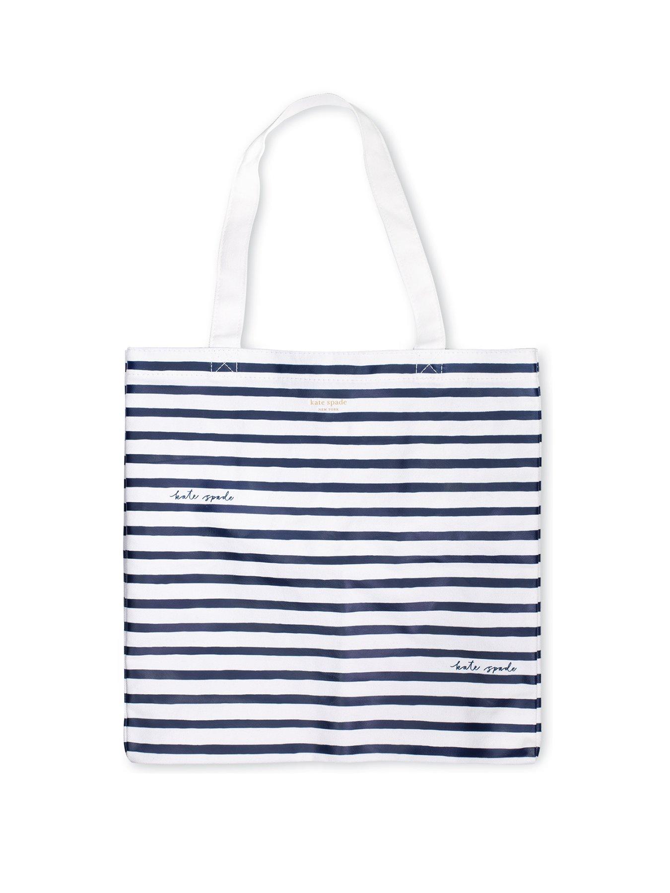 Product photograph of Kate Spade New York Canvas Tote Navy Painted Stripe from very.co.uk