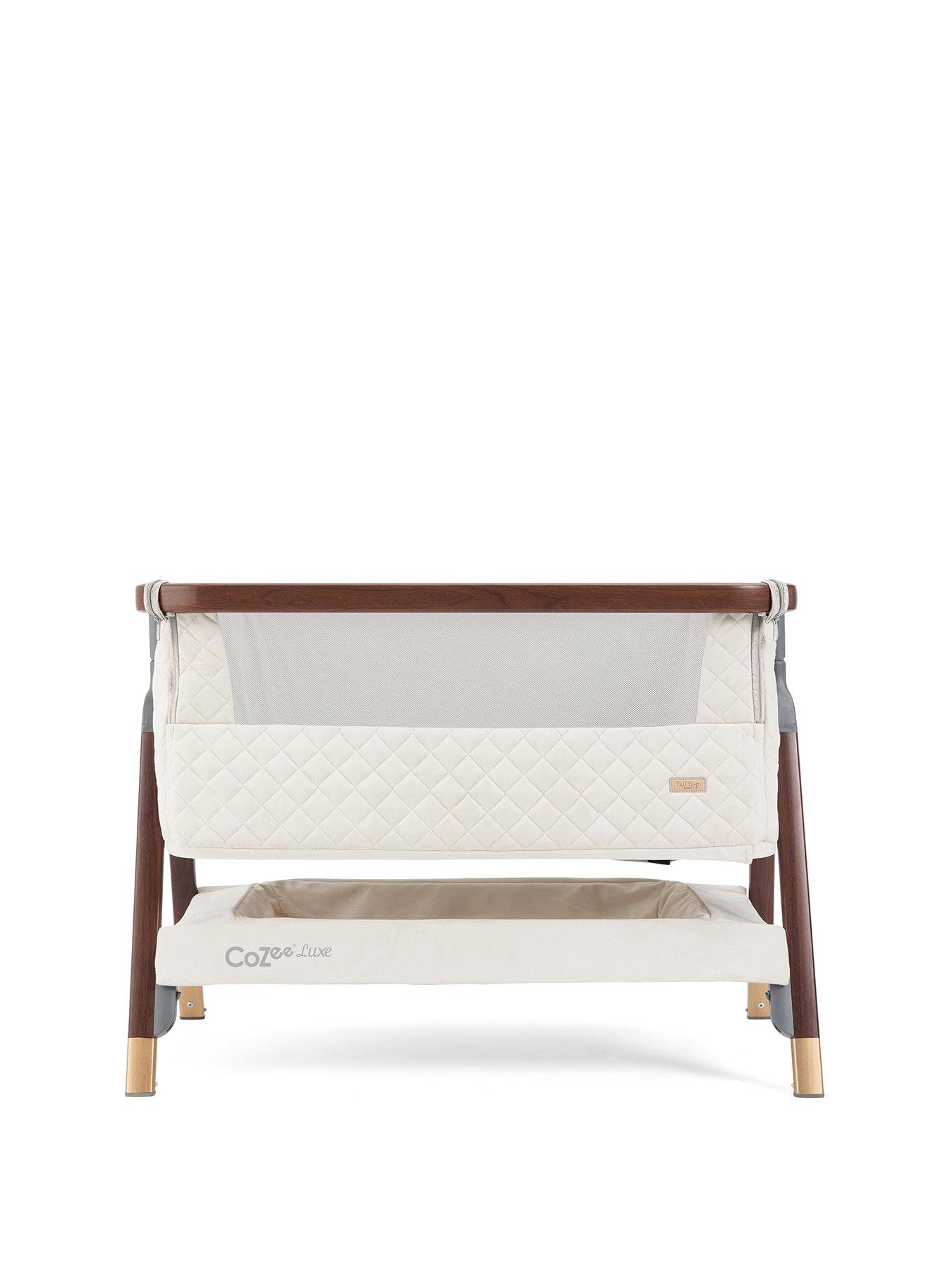 Product photograph of Tutti Bambini Cozee Luxe Bedside Crib - Walnut Cream from very.co.uk