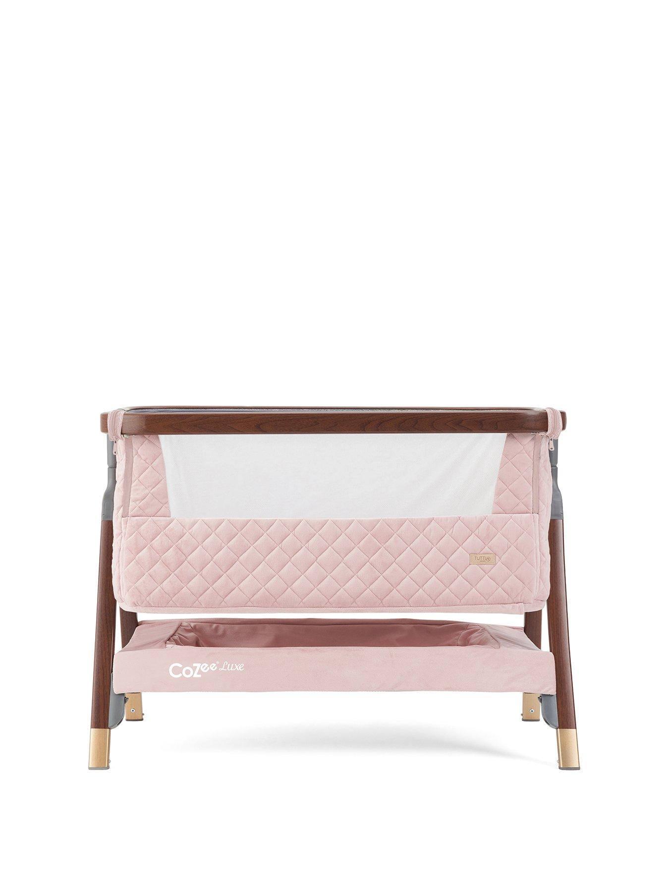 Product photograph of Tutti Bambini Cozee Luxe Bedside Crib - Walnut Blush from very.co.uk