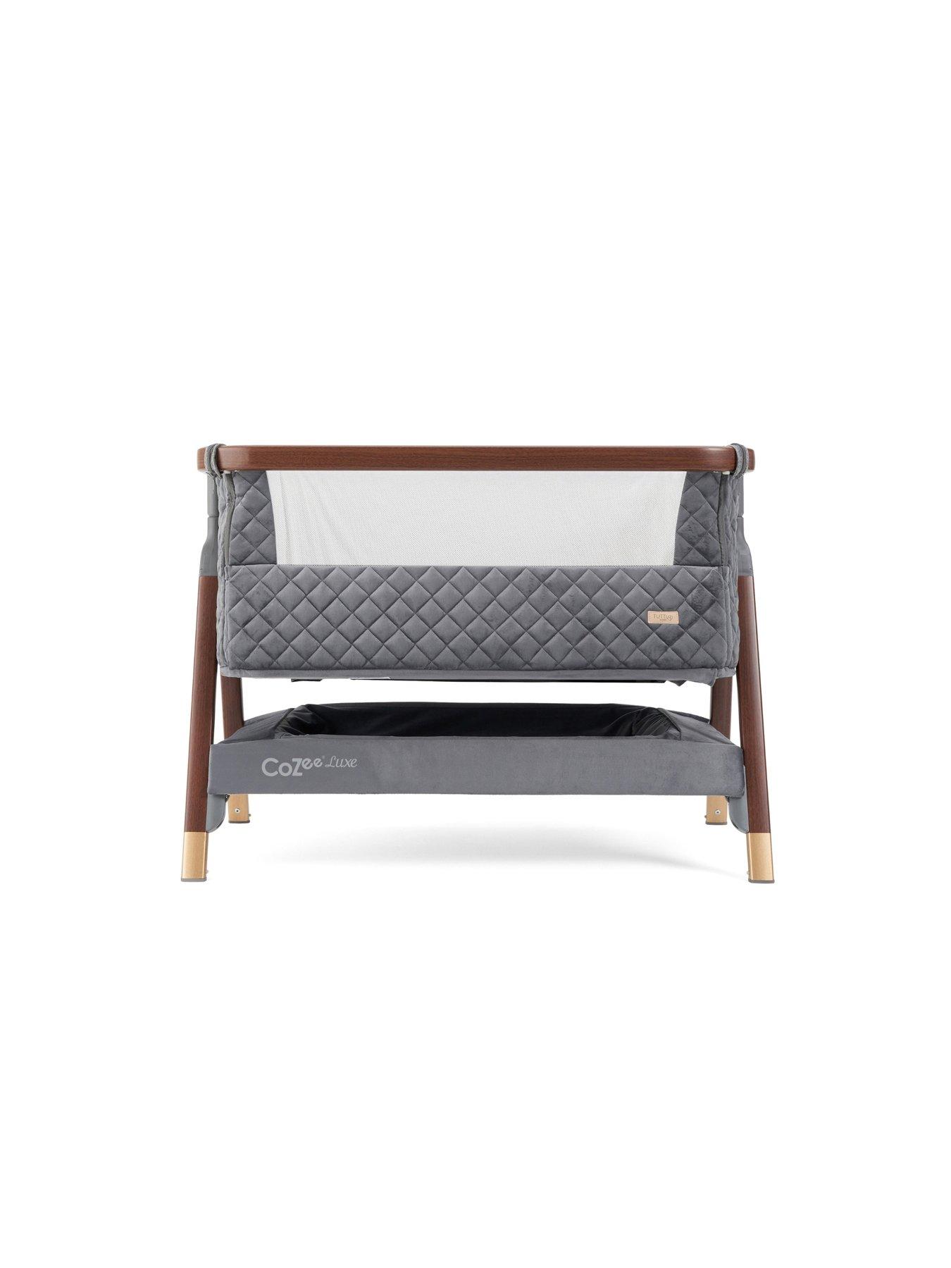 Product photograph of Tutti Bambini Cozee Luxe Bedside Crib - Walnut Slate from very.co.uk