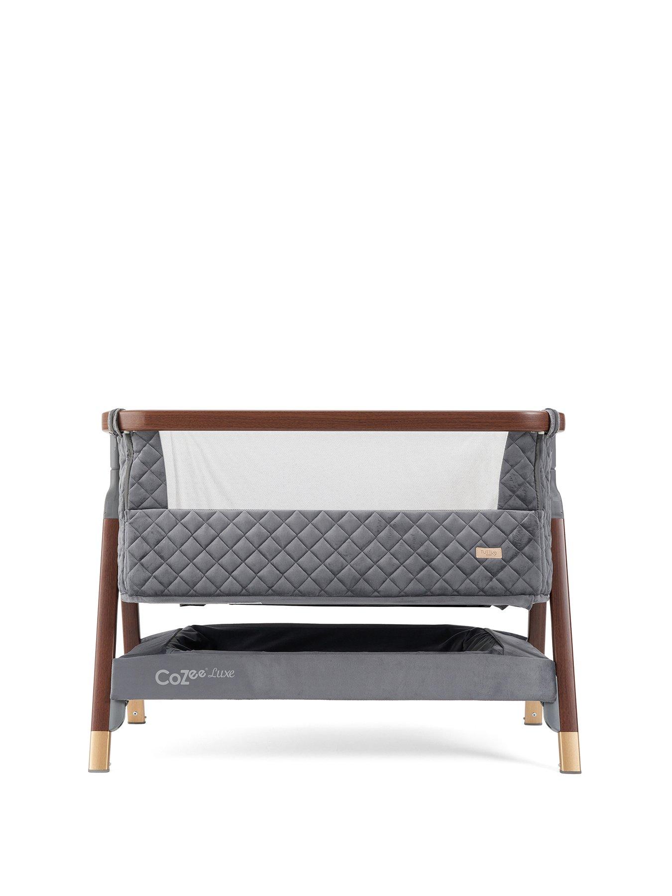 undefined Cozee Luxe Bedside Crib - Walnut/Slate