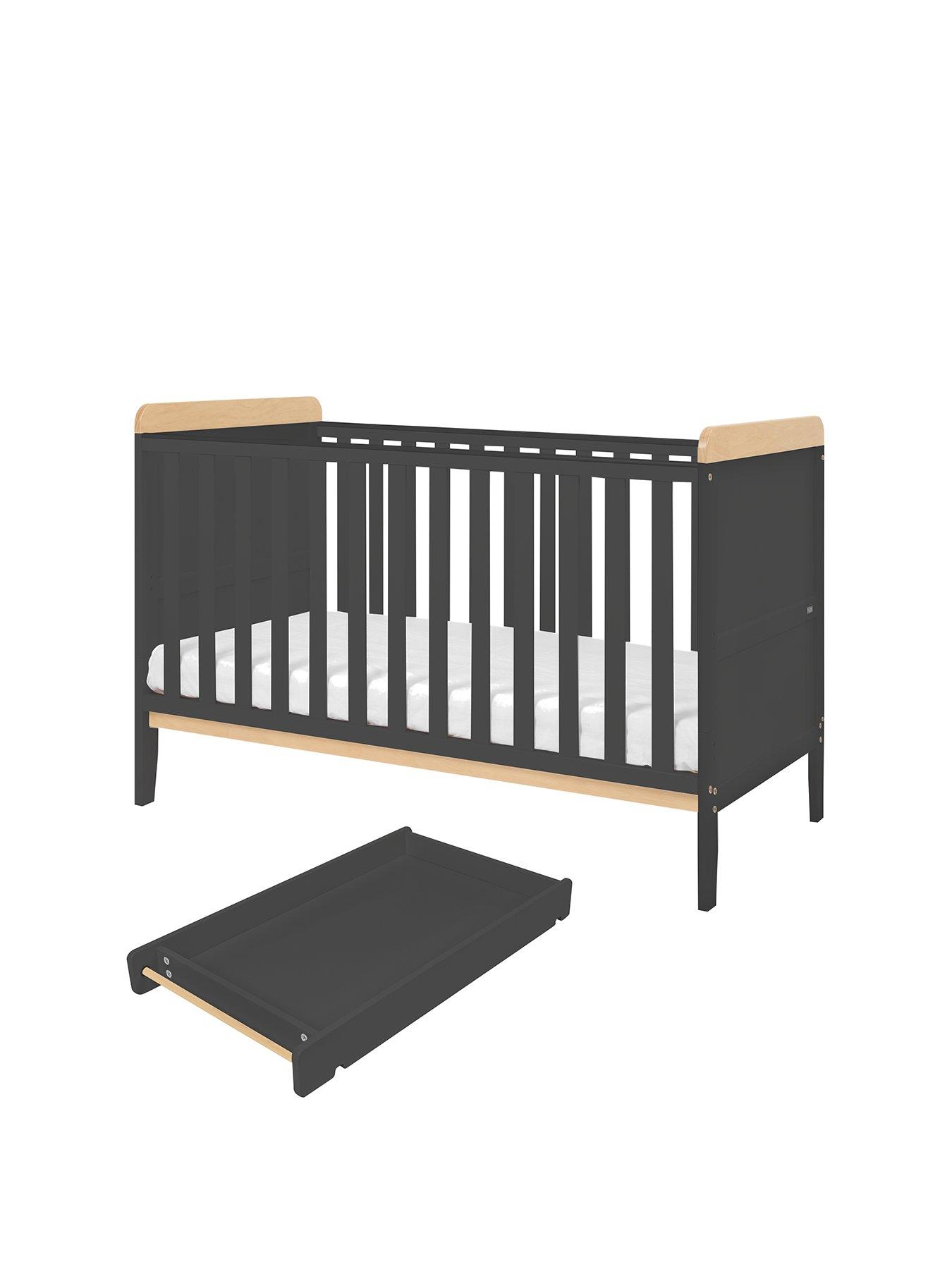 Tutti Bambini Rio Cot Bed with Cot Top Changer & Mattress Slate Grey
