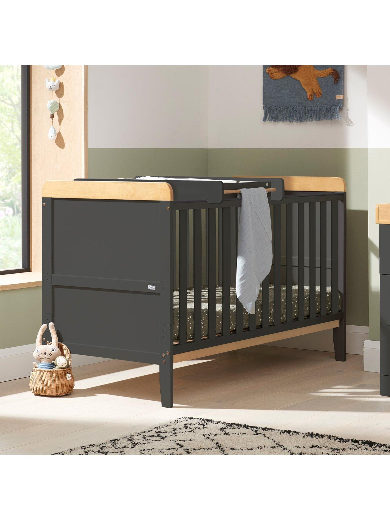 Tutti Bambini Rio Cot Bed with Cot Top Changer & Mattress Slate Grey