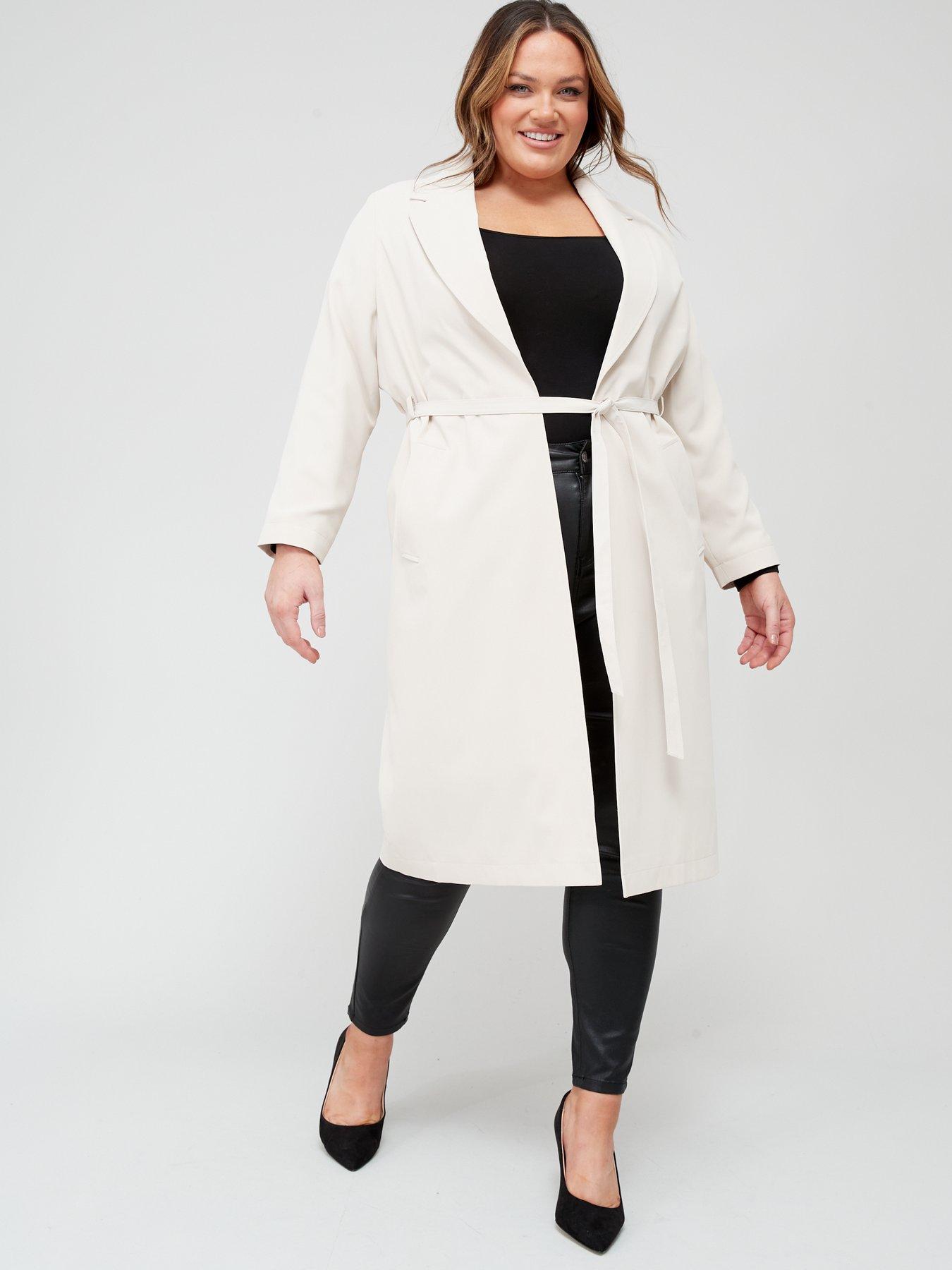 Plus size white 2025 duster jacket